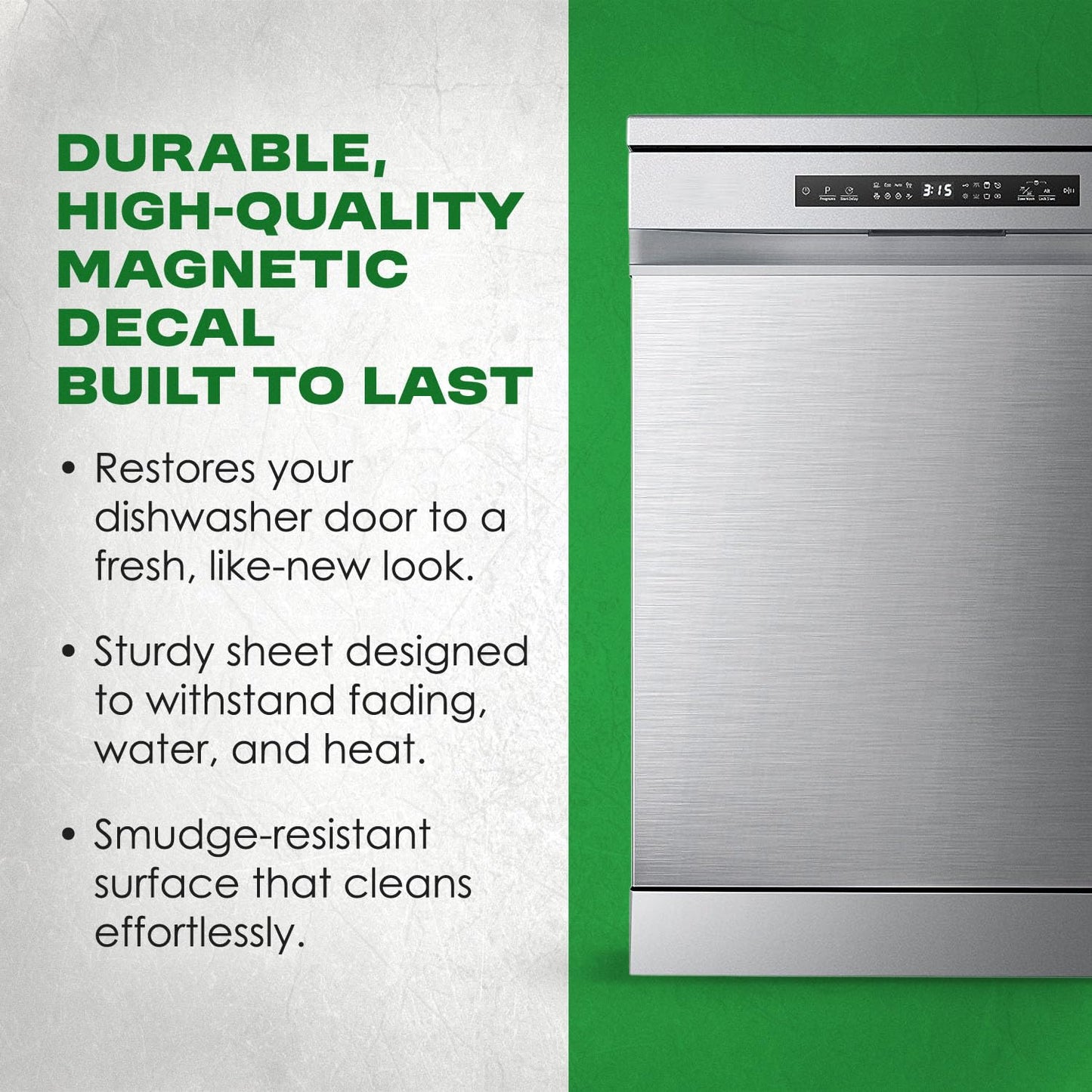 Stainless Steel Dishwasher Magnet Cover (23" x 28") - Brushed Silver Magnetic Door Cover to Hide Dents and Scratches