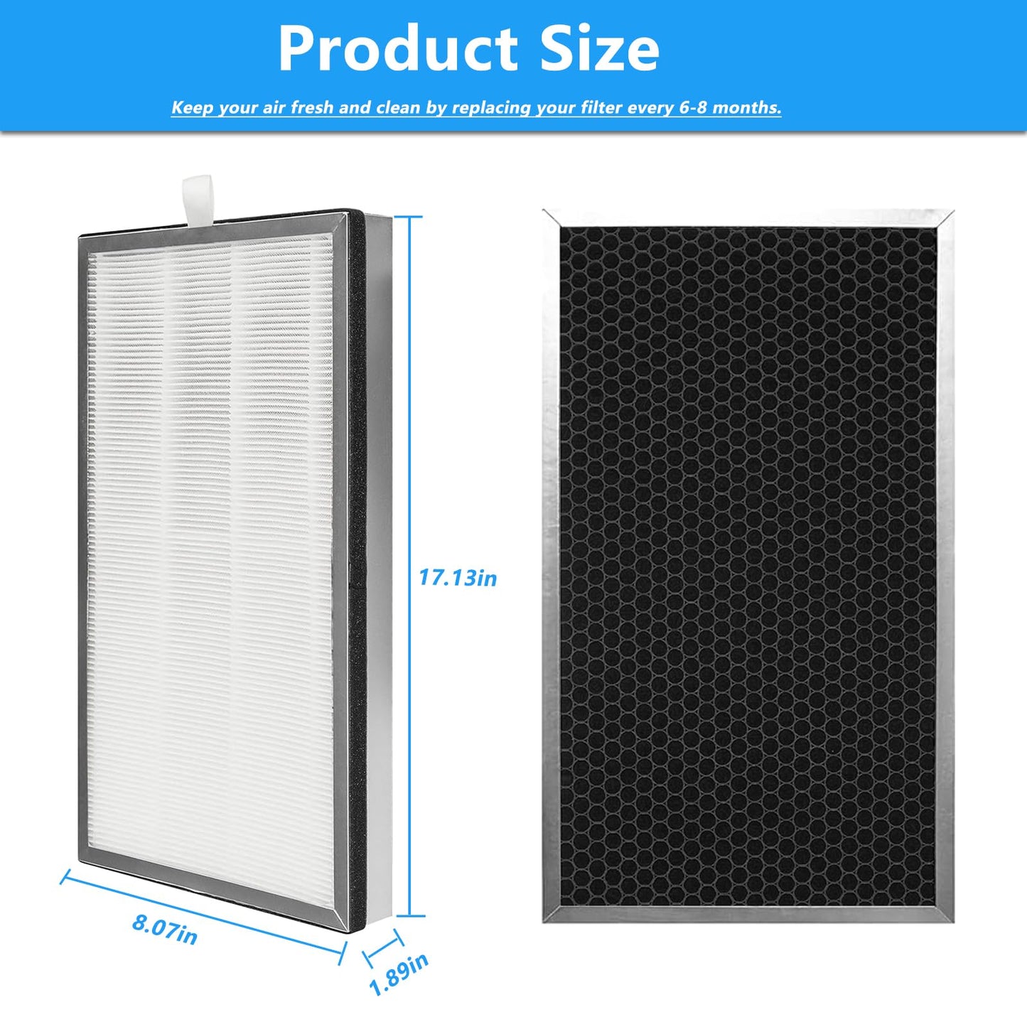2 Pack MA Series 40 Replacement Filter Compatible with 40 40A/40B/40W Air Purifier, 3-in-1 True HEPA Filter, Activated Carbon F ilter And Pre-Filter