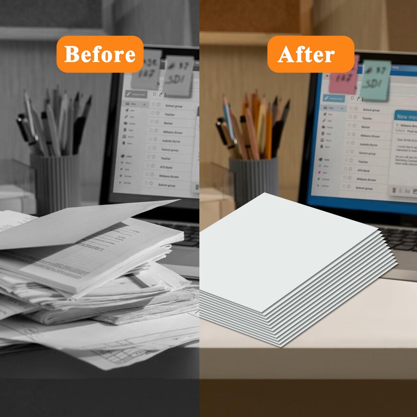 pmybupo 100Pcs White Folders with Pockets and Business Card Holder,2 Pocket Folders for School,Home or Office,Durable Heavy Duty File Folders
