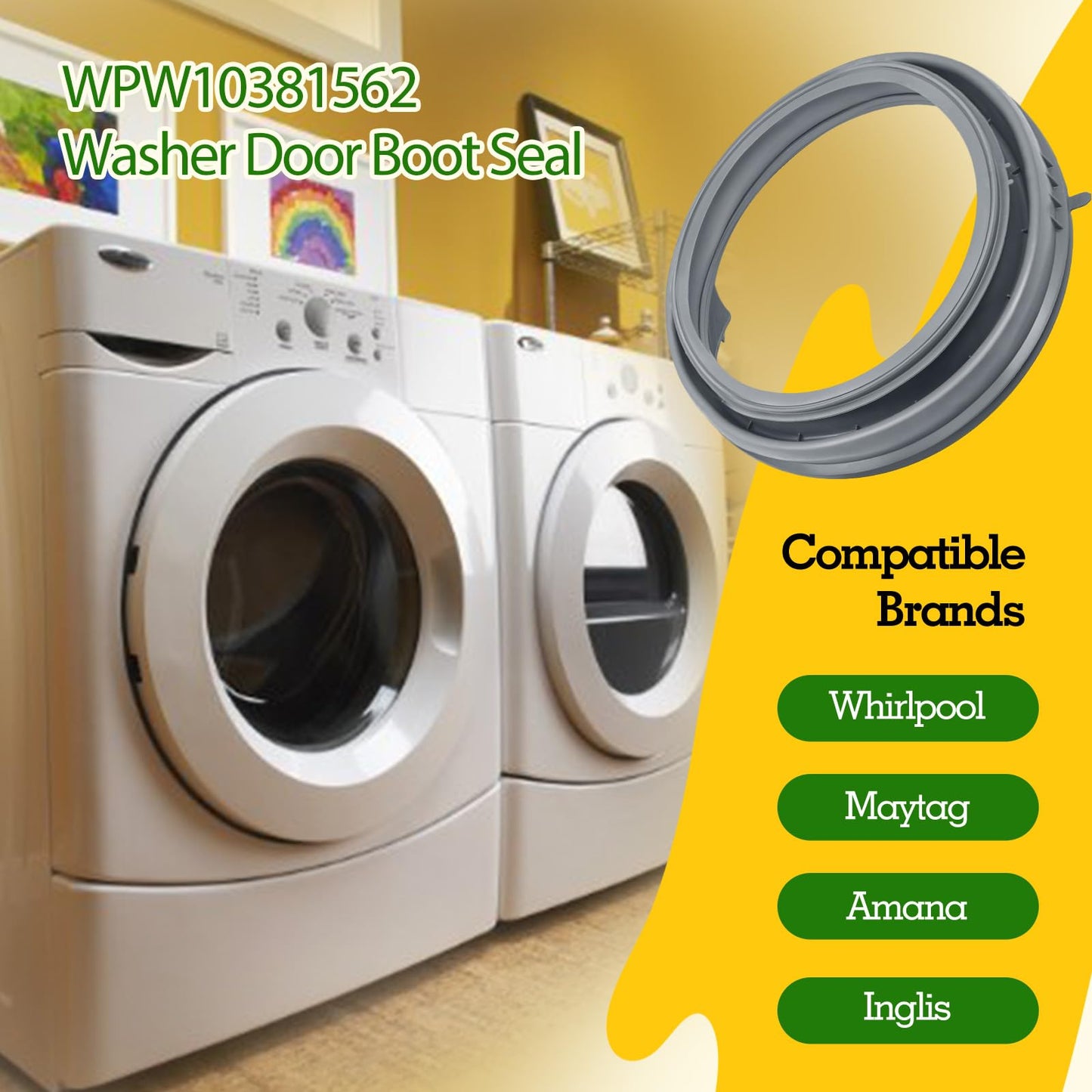 [2026] WPW10381562 W10290499 Door Seal Compatible with Maytag Whirlpool Washer Bellows, Replaces Whirlpool Duet Washer Door Seal Parts WFW9150WW00 WFW9151YW00 WFW9250WW00 WFW9351YW00