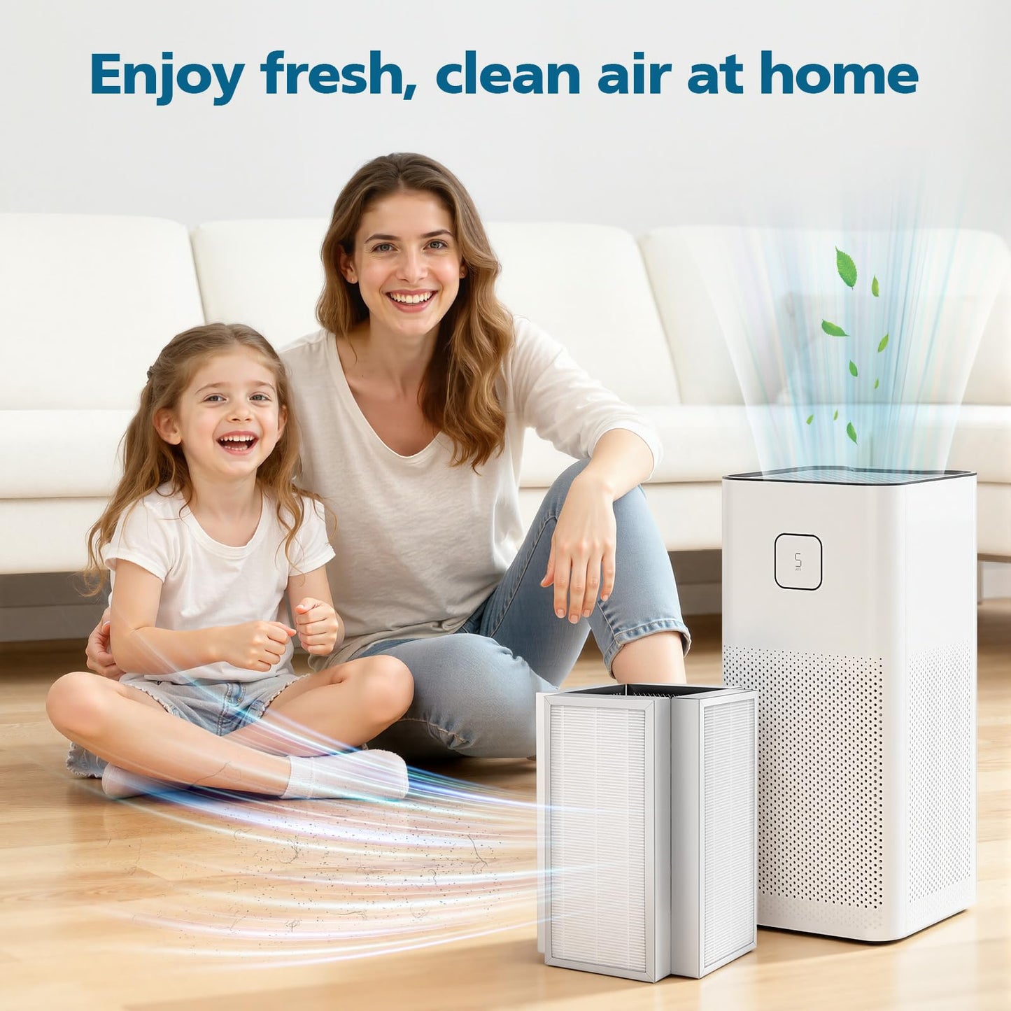 Model 50 Replacement Filter, Compatible with MA Series 50W/50B/50S Air Purifier, 3-in-1 Activated Carbon Filter for Wildfire Smoke, Odors, Pollen, Dust ("50" Means Model) - 2 Pack