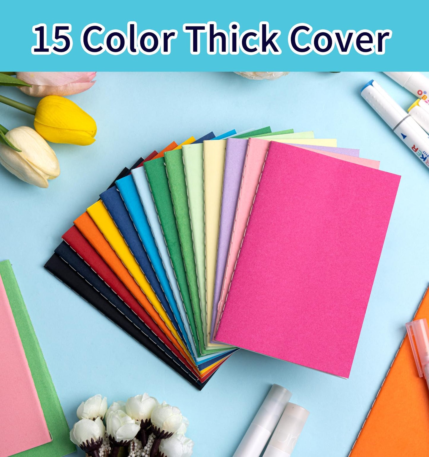ALKALO 150 Pack Mini Pocket Colorful Lined Notebook Bulk, Journals Bulk, Small Notebooks 3.5x5.5, 30 Sheets/60 Pages, Mini Notebooks for Traveler, Students, School Supplies(Lined-150 pack, 15 Colors)