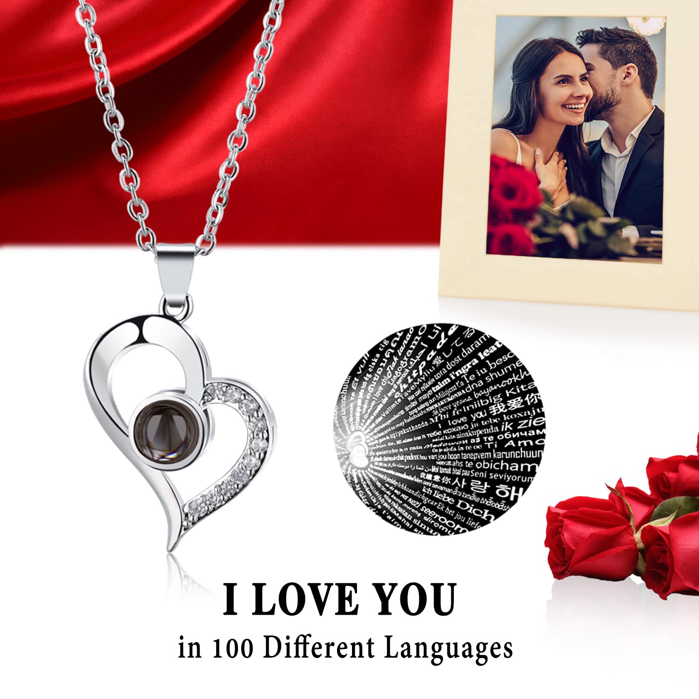 Rose Bear Gifts for women, Rose Bear Artificial Rose with I Love You Necklace Teddy Bear, Romantic Flower Bouquet Gift for Wife, Mom, Grandma, Perfect for Birthday, Mothers Day & Anniversaries