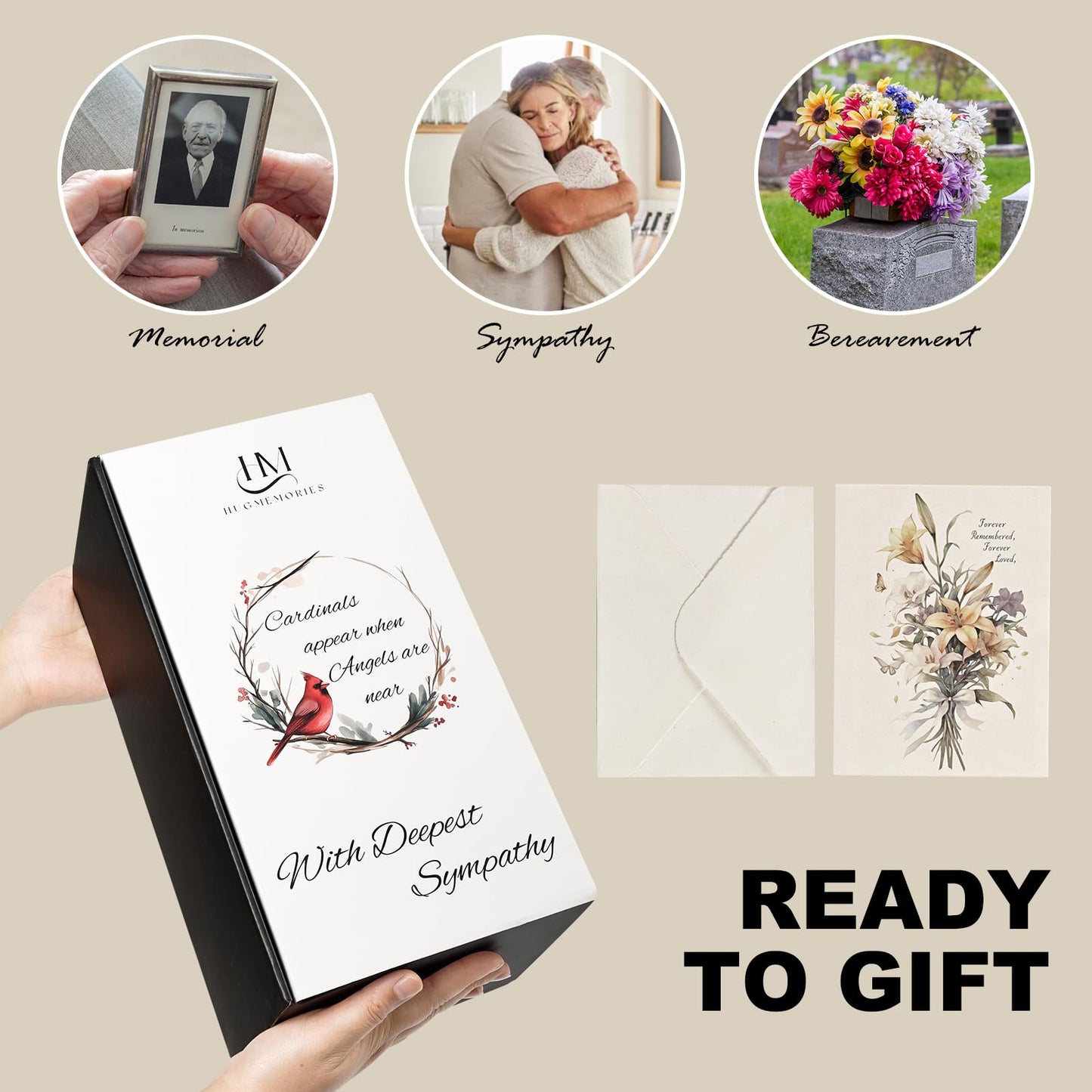 HugMemories Memorial Lantern, Sympathy Gifts for Loss of Loved One, Condolences Bereavement Gifts in Memory of Loved One with LED Candle