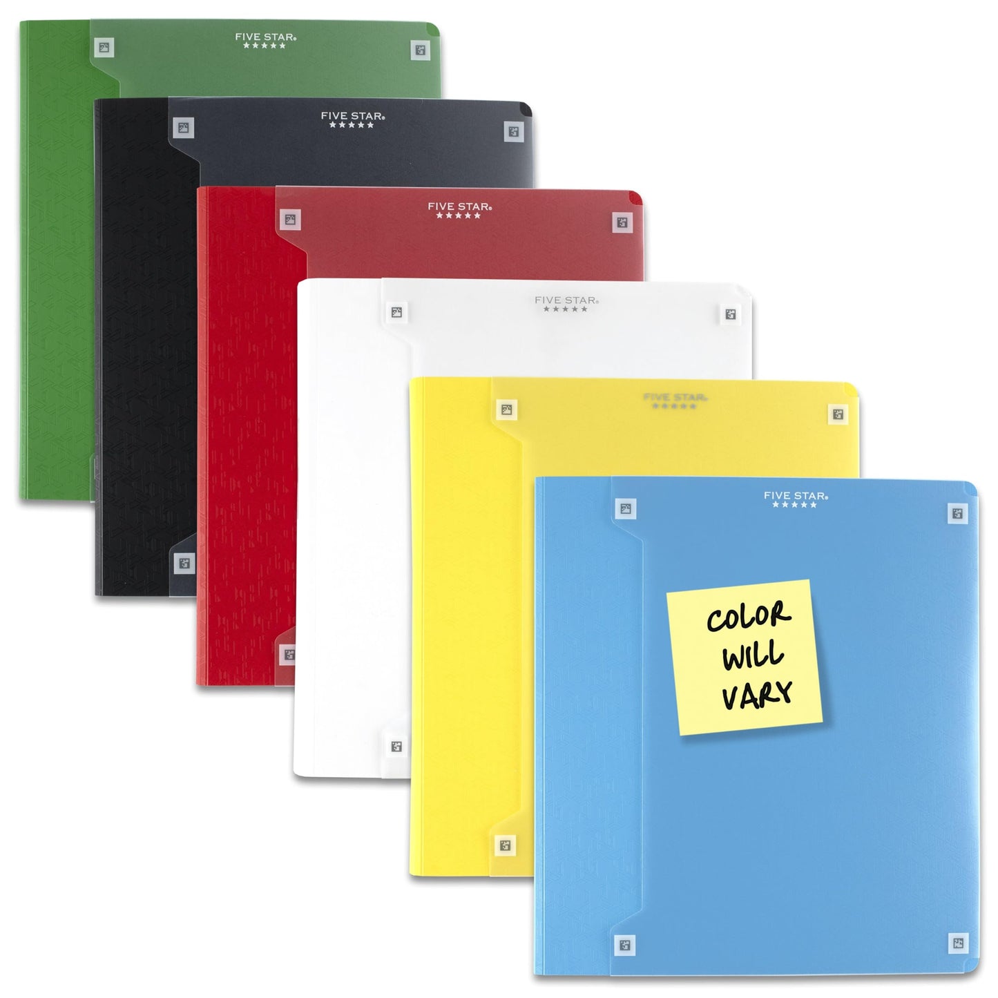 Five Star 3-Ring Binder + Study App, 6 Pack, 1-1/2 Inch Binder with D Rings and Customizable Clear View Cover, 375 Sheet Capacity, Assorted Colors (261460-23)