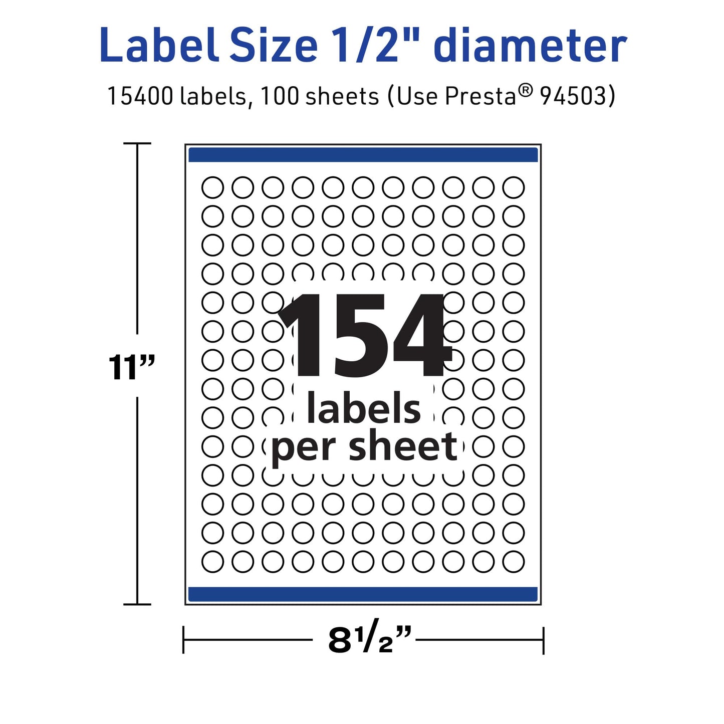 Avery TrueBlock Matte White Round Labels with Sure Feed, 0.5" Diameter, 15,400 Matte White Labels, Print-to-the-Edge, Laser/Inkjet Printable Labels, Great for Product Labels and Price Stickers