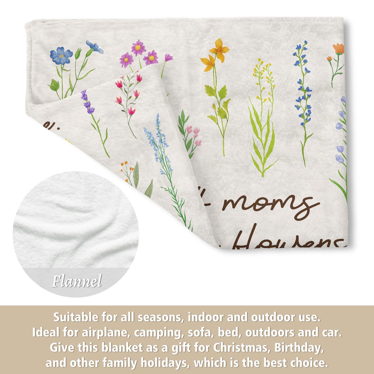Afterprints Gifts for Mom Blanket, Mom Birthday Gift, Mother Gifts from Daughter Son, Best Mommy Presents, Soft Throw Blankets with Floral Printed 50'' x 60''