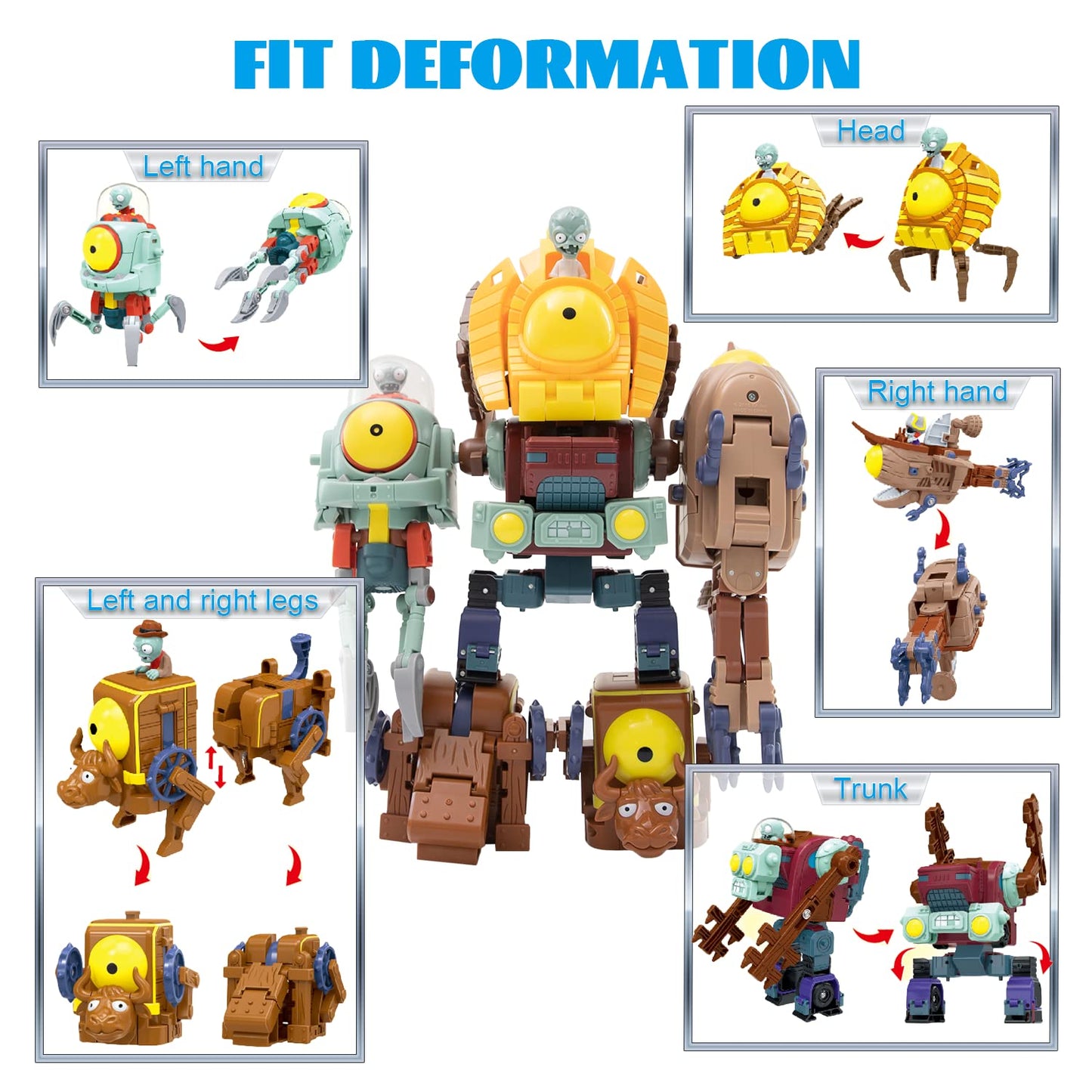 Maikerry 5-in-1 Plants vs. Zombies BOSS Robot Set - Action Figures Toys for Game Fans - Birthday and Party Gifts for Boys & Girls