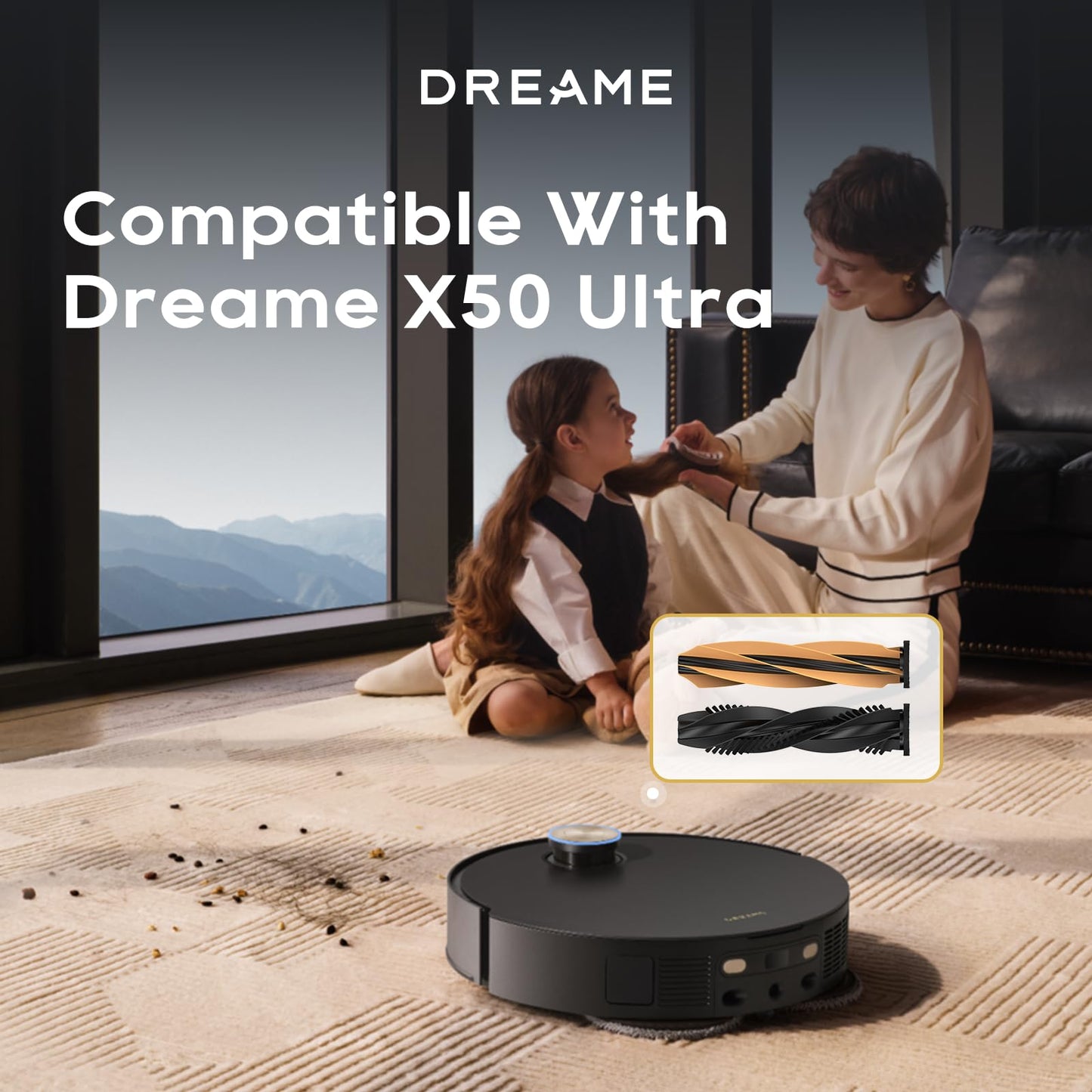 DREAME HyperStream Detangling DuoBrush for X50 Ultra / L50 Ultra / L40s Ultra / Aqua10 Series / D20 Plus / D20 Pro Plus / Matrix10 Ultra Robot Vacuum and mop Roller HyperStream Detangling DuoBrush