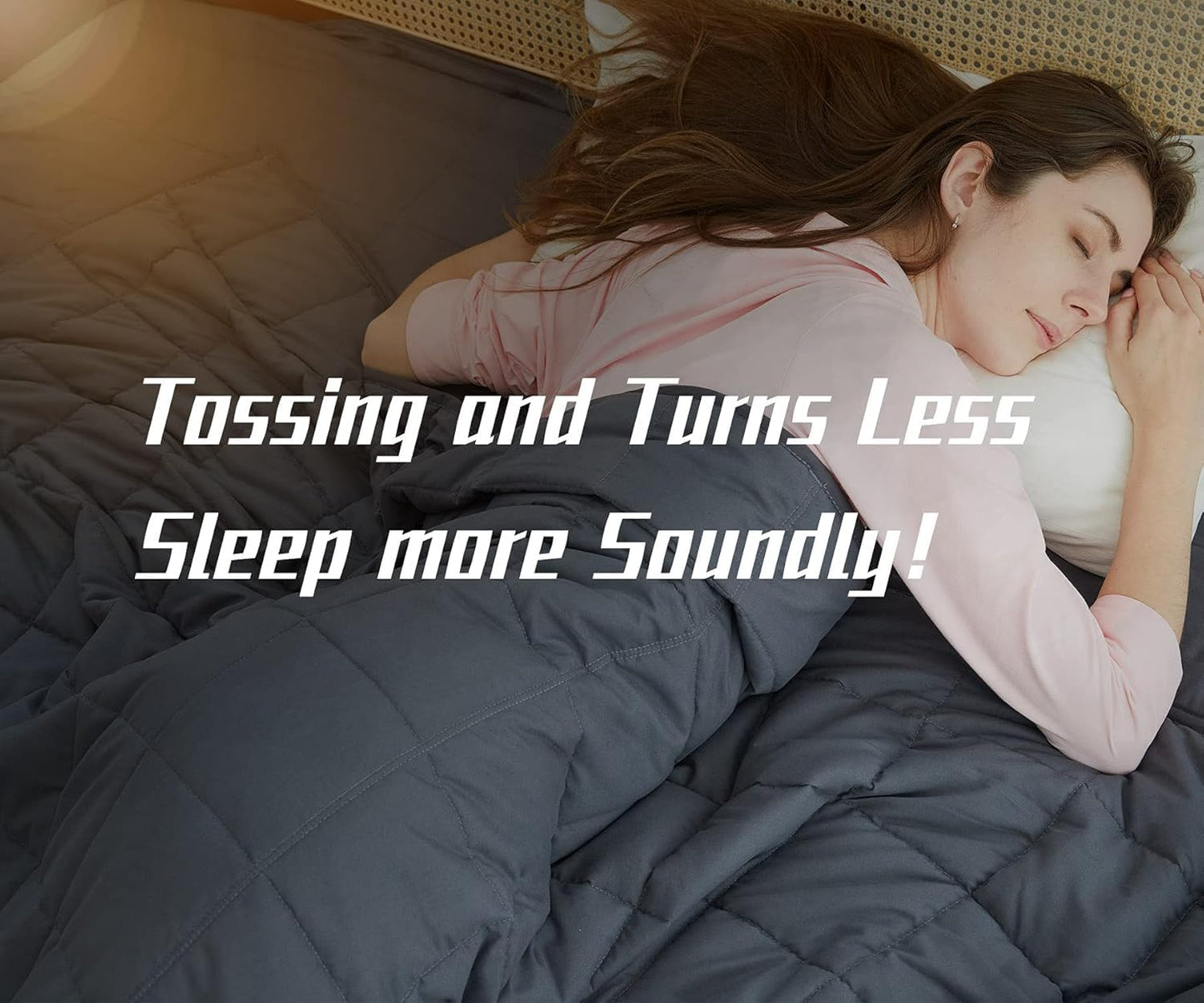 Smart Queen Weighted Blanket for Adults (15 lbs, 48” x 72”, Twin Size) Breathable Heavy Throw Blanket for 120-160 lbs, Soft Thick Blankets with Cooling Glass Beads, All Season, Machine Washable, Grey