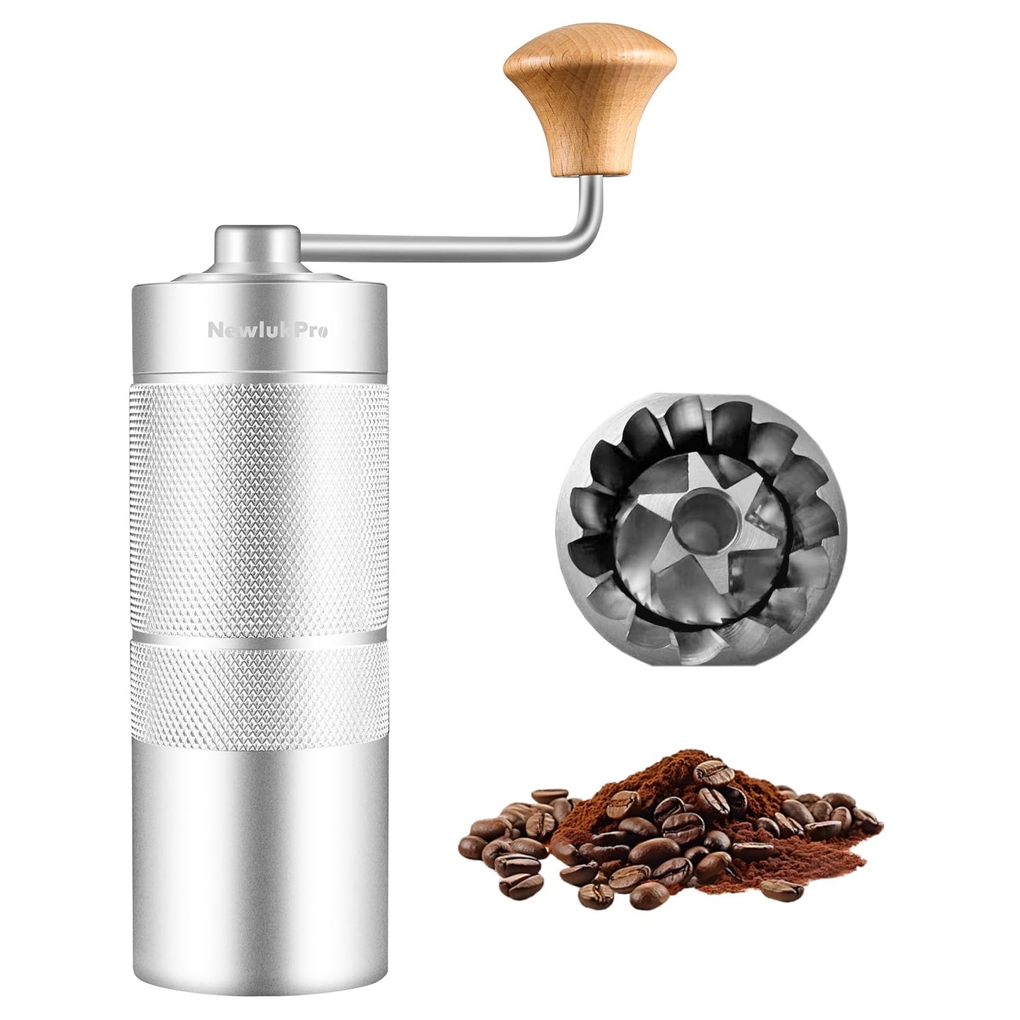 NewlukPro M6 Manual Coffee Grinder,Conical Hexagonal Burr & Double Bearings for Smooth Grinding,Designed for Espresso Pour Over French Press,25g Capacity,Compact & Portable,Gifts for Coffee Lovers