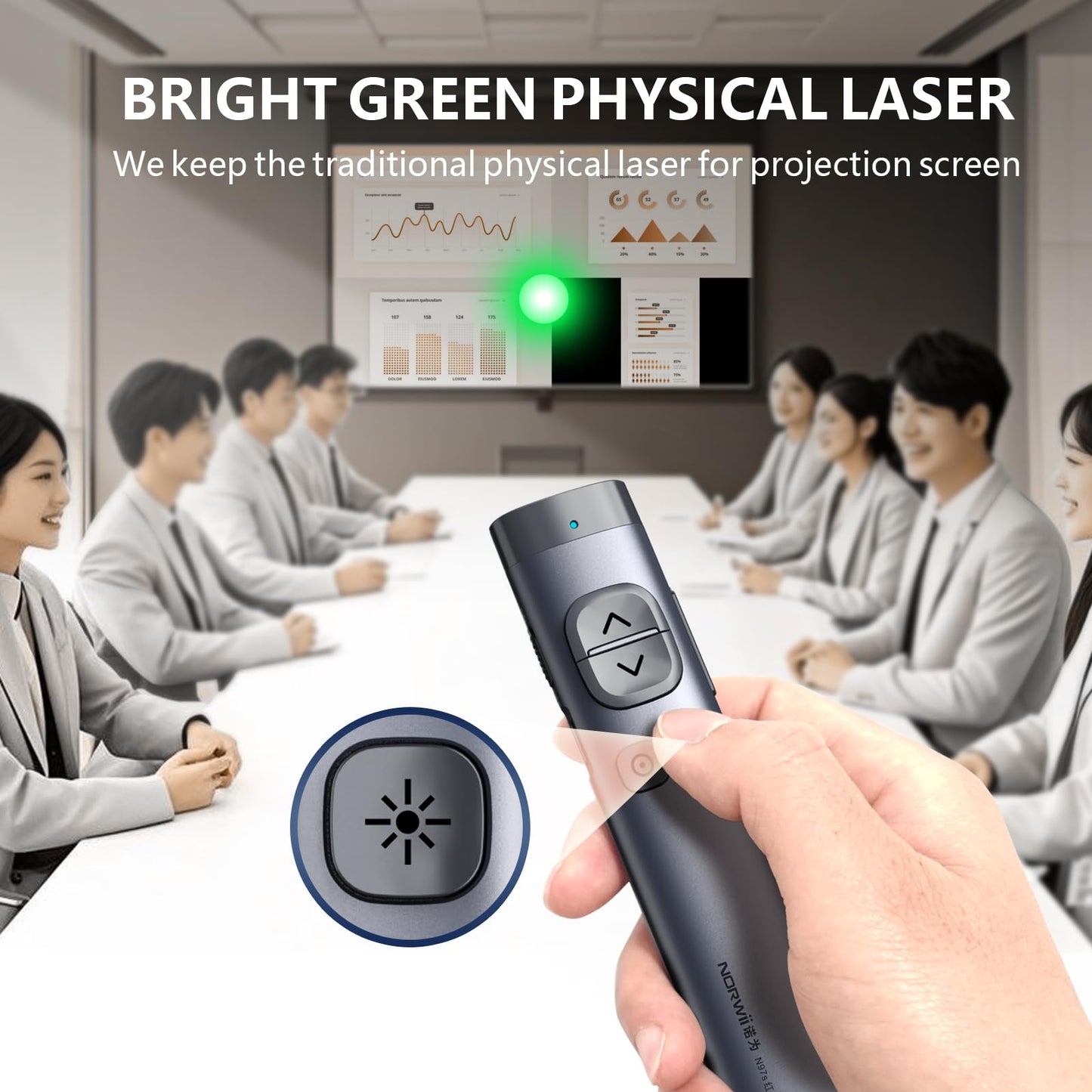 Norwii N97s TV Screen Presentation Clicker for powerpoint presentations, powerpoint clicker, Presentation Remote, Bluetooth Wireless Presenter, Digital Pointer for TV Screen Under Win/Mac