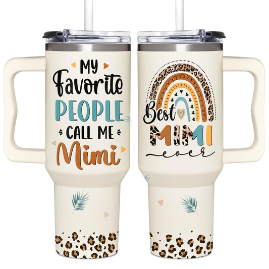 365FURY Mimi Gifts From Grandchildren - Mothers Day Gifts For Mimi - Christmas Birthday Gift - Gift For Grandma - 40Oz Tumbler With Handle
