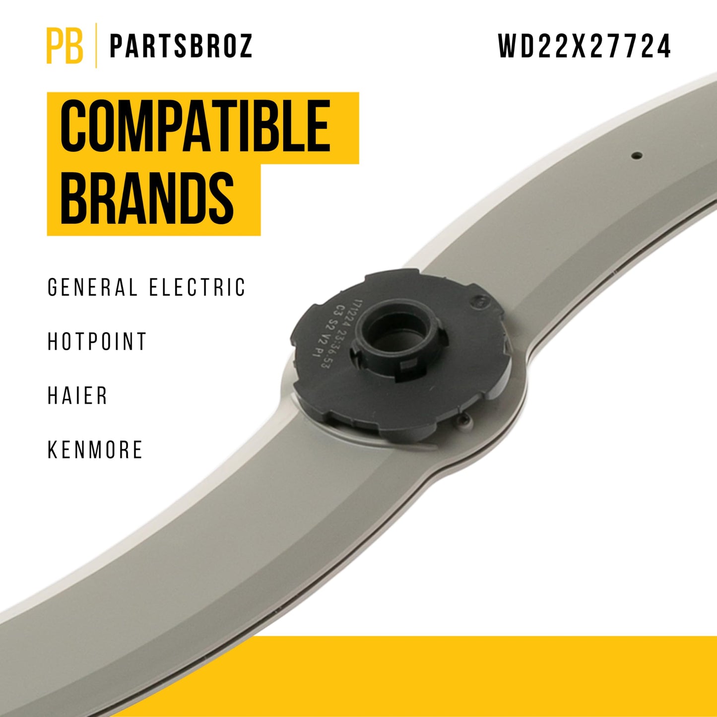 PartsBroz WD22X27724 WD22X33499 Dishwasher Lower Spray Arm - Compatible With General Electric Hotpoint - Replaces AP7219298 WD22X26621 WD22X10091 GDF550PSR3SS GDT530PGP5WW GDT530PSP4SS GDT550PYR3FS