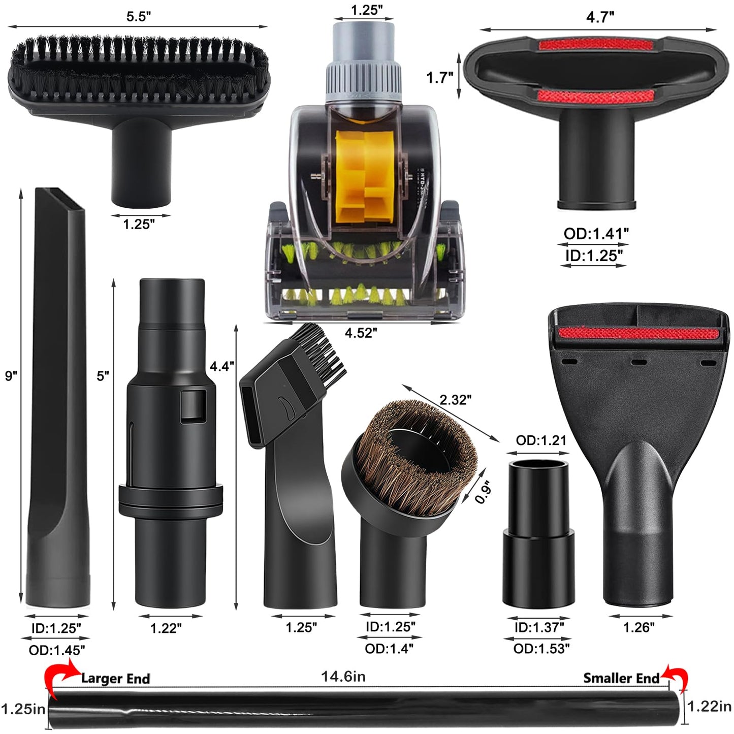 12 Pcs Vacuum Attachments Accessories for Shark Navigator Lift Away Attachments, Fit NV350 NV352 NV355 NV356E, Rotator NV500 NV501, Rocket HV301 Series Upright Vacuum, 1 1/4" (32mm) Vacuum Attachments
