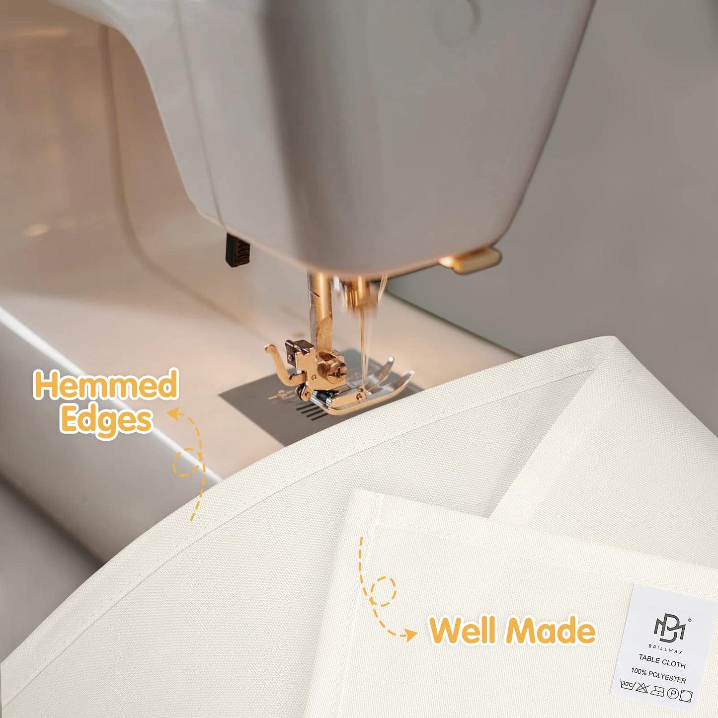 BRILLMAX 6 Pack Ivory Tablecloths for 6 Foot Rectangle Tables 60 x 126 Inch - 150 GSM Polyester Fabric, 15" Standard Drop, Water, Stain & Wrinkle Resistant Cloth Cover for Wedding Dining Buffet
