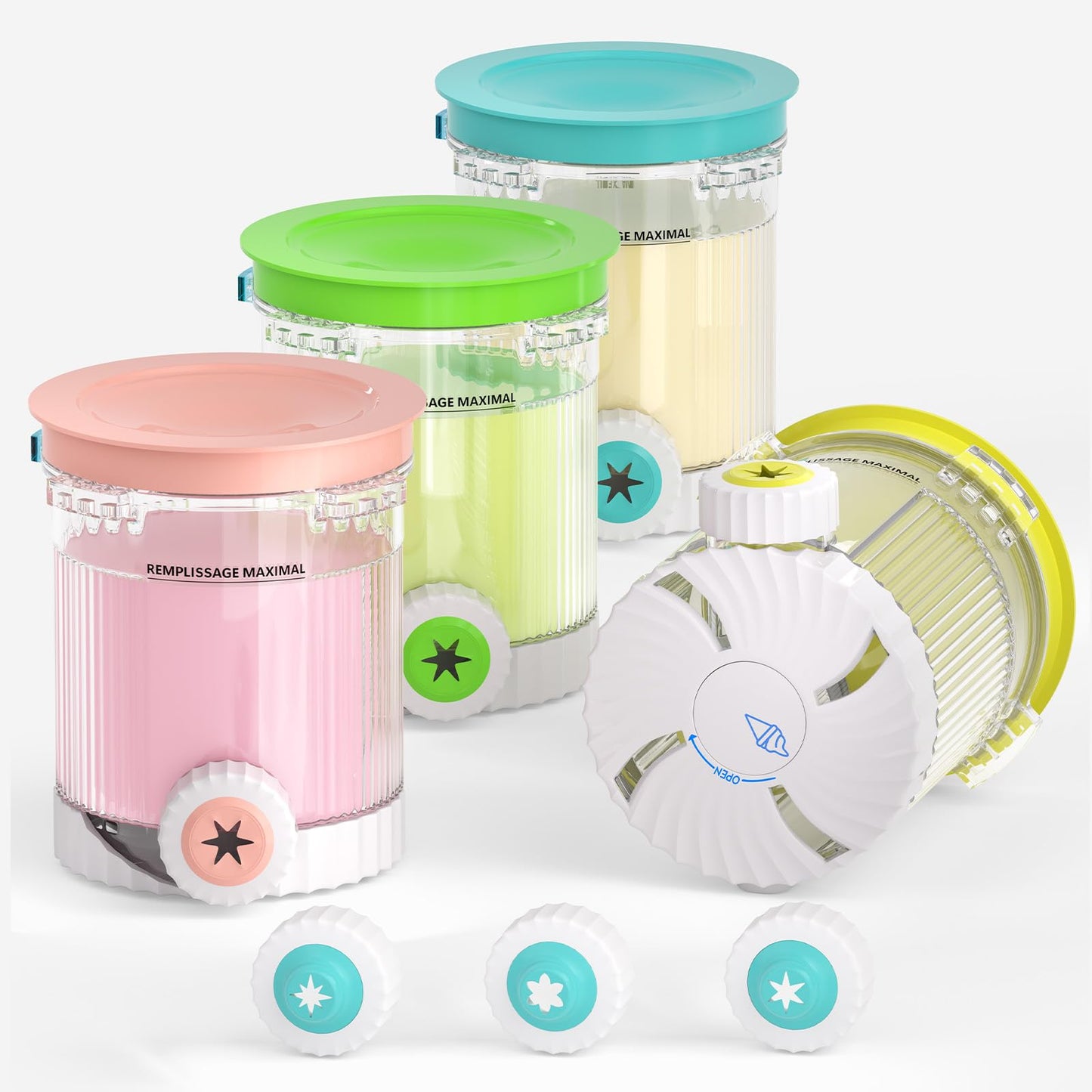 Mbetter 4 Pack for Ninja Creami Swirl Pints and Lids Compatible with Ninja NC700 Series, NC701, NC701C, Creami Containers for Swirl Ice Cream & Soft Serve Makers, BPA-Free, Dishwasher Safe, colorful