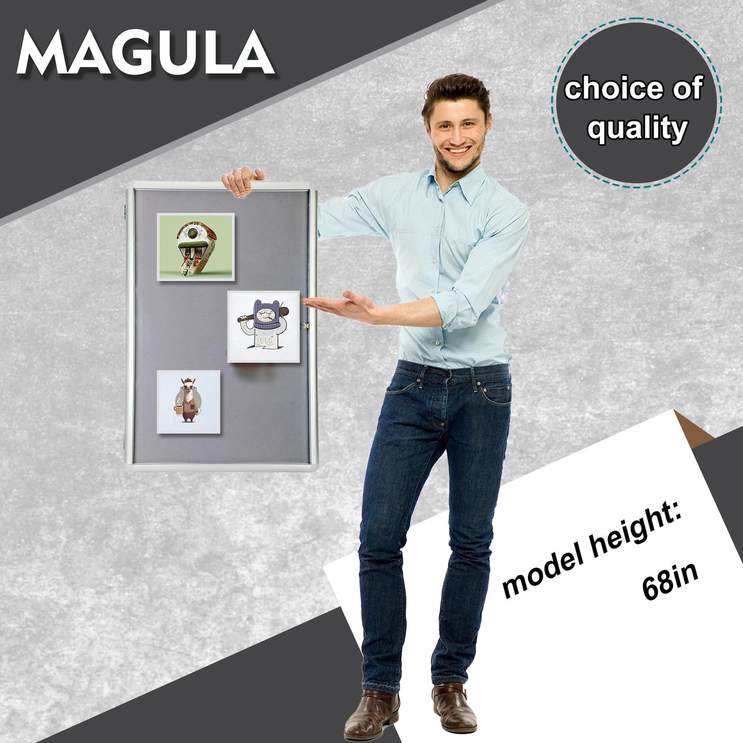 Magula Enclosed Bulletin Board Tamper-Proof Dispaly Case, Aluminium Frame, Shatter Resistant Lockable Bulletin Board, Lockable Noticeboard(24"x18")