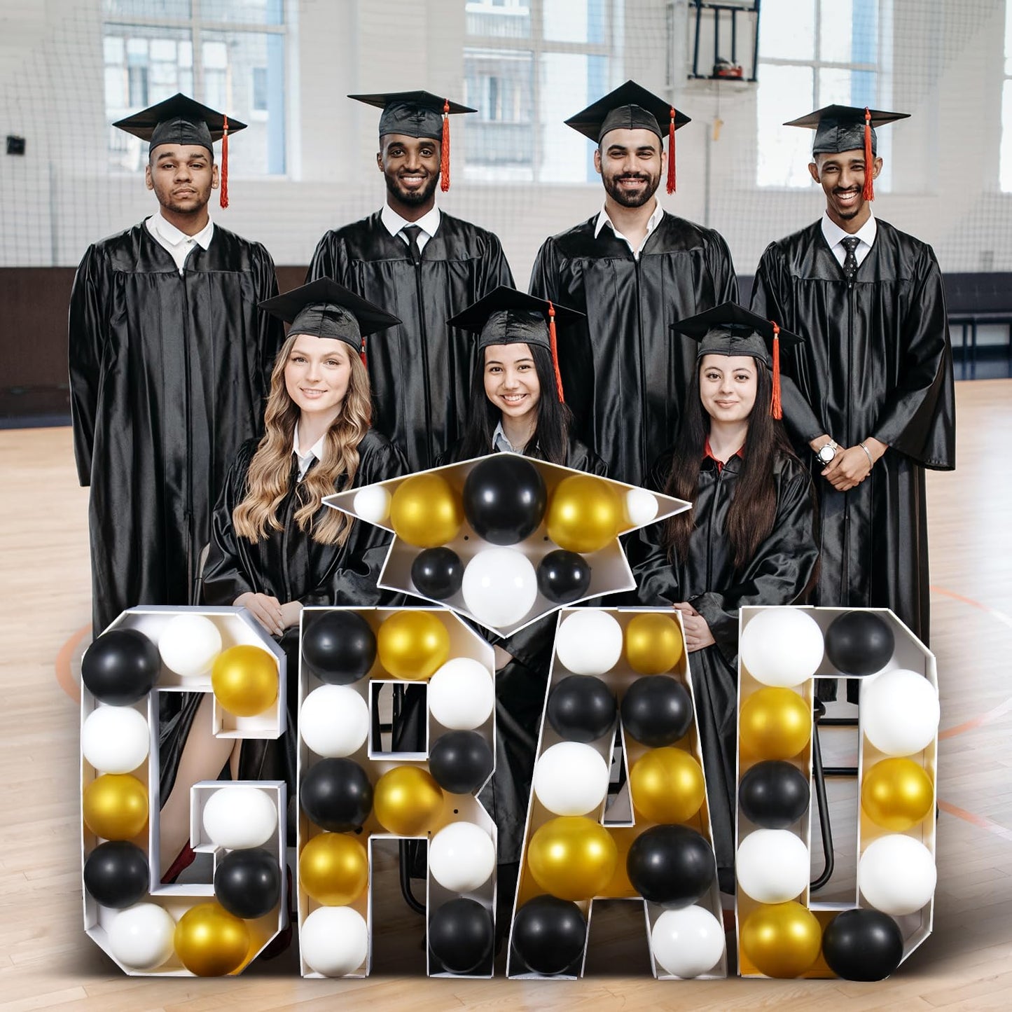 2026 Graduation Party Decorations - 2.3FT Pre-Cut GRAD Marquee Letters Sign with Light - Mosaic Foam Board Includes Glue Gun Balloons for Kindergarten Preschool College Prom