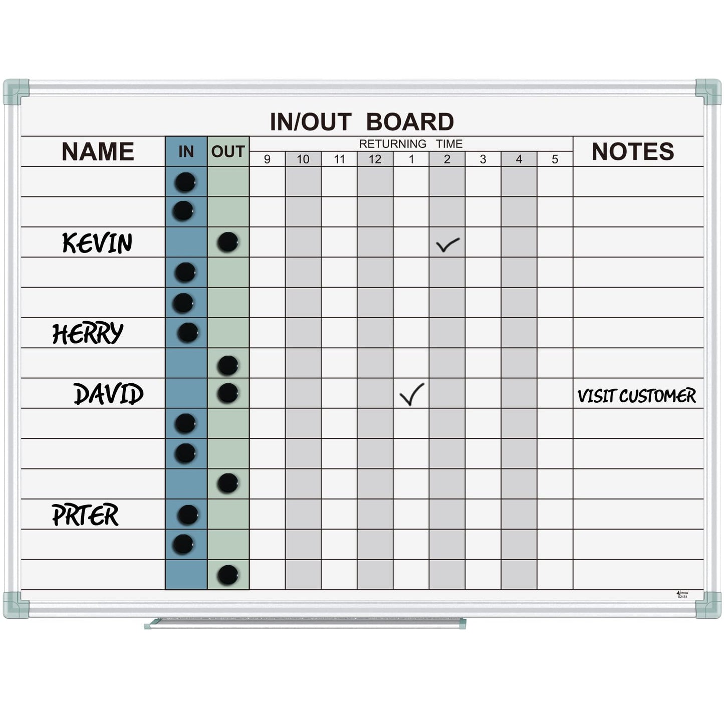 Lockways in and Out Magnetic Dry Erase Board, Employee in/Out Planner Board 24" x 18", Colorfull Wall-Mounted Aluminum Framed Notice Board