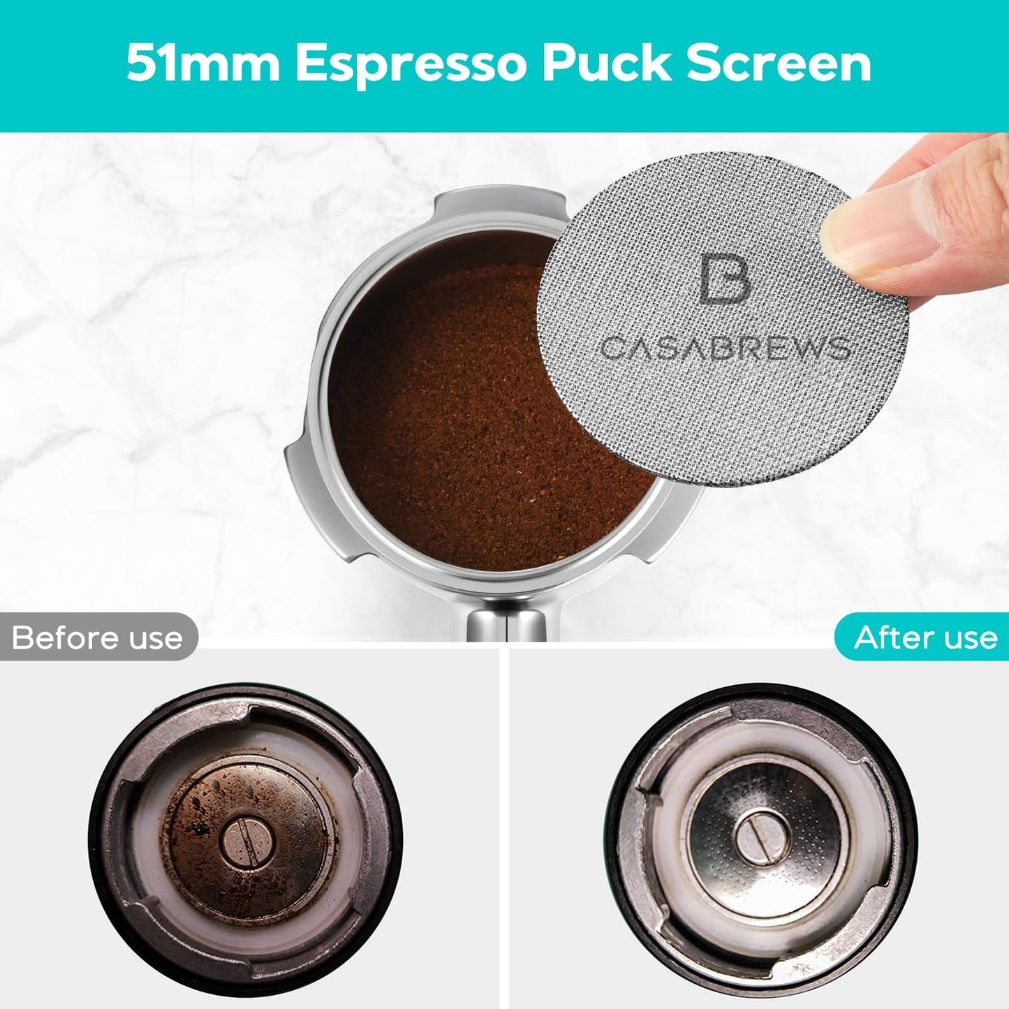 CASABREWS 51mm Bottomless Portafilter with Puck Screen & Filter Basket, 3 Ears Espresso Handle for CM5418 & 3700Essential