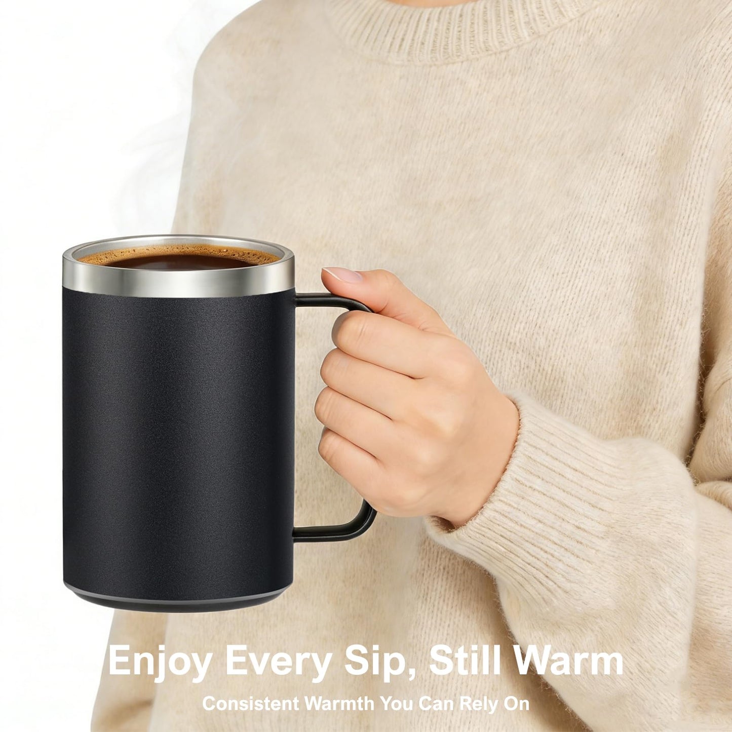 Zhenglu Coffee Warmer Mug Set for Desk, Self Heating Coffee Cup with Lid, USB Electric Coffee Mug with Temperature Control(Black-14oz)