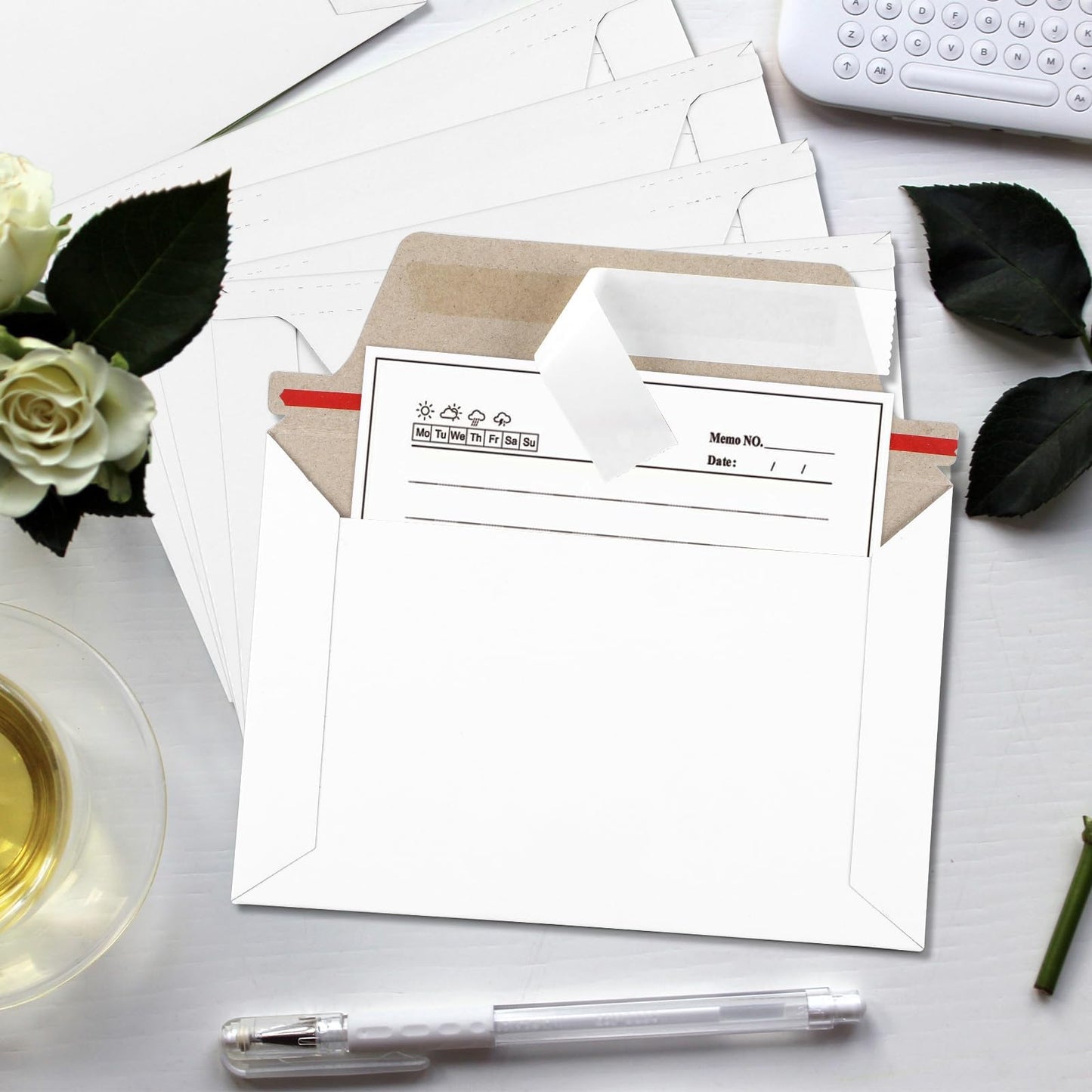 party greeting 300 Pcs 6.5 x 4.5 Inch Rigid Mailers with Self Seal Envelopes Stay Flat White Cardboard Shipping Envelopes for Postcard Calendar CD Photos Document Comic Book Card Shipping Protector