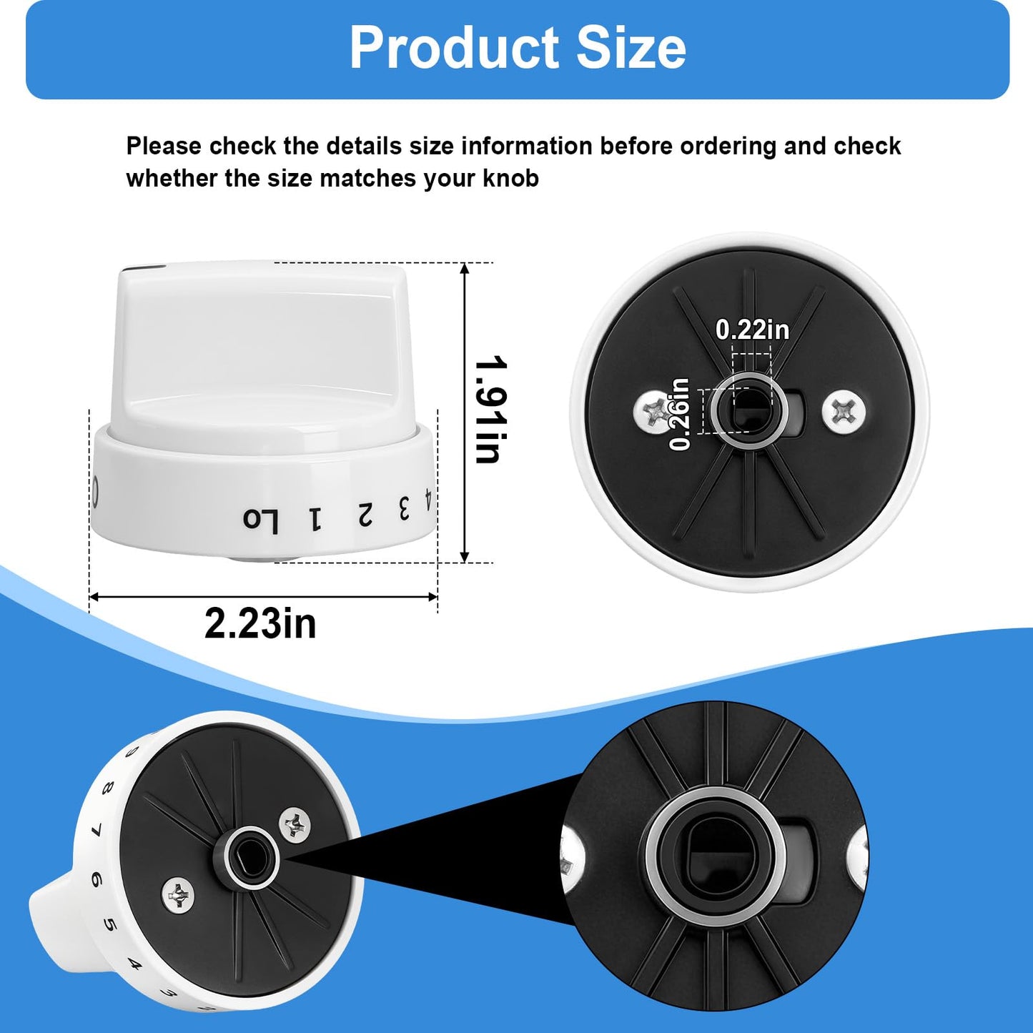 Upgraded WB03X24795 Stove Knobs Compatible with GE Gas Range Oven Knob JGB645DEK1WW JGB660DEJ1WW JGB700DEJ1WW JGB860DEJ1WW, Surface Burner Cooktop Control Replacement KIP 5G92 222D5793-5 Pack White