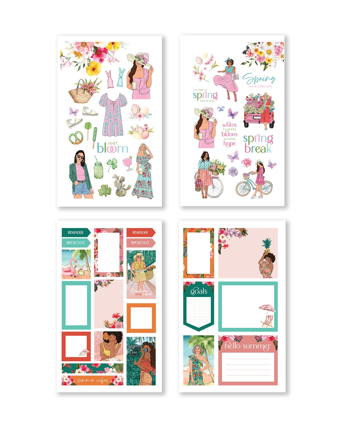 Rongrong Whimsical Seasons Planner Stickers Book for Planners, Calendars, Journals and Projects – Premium Quality Hand Drawn – Scrapbook Accessories 24 Pages - Spring, Summer, Fall and Winter