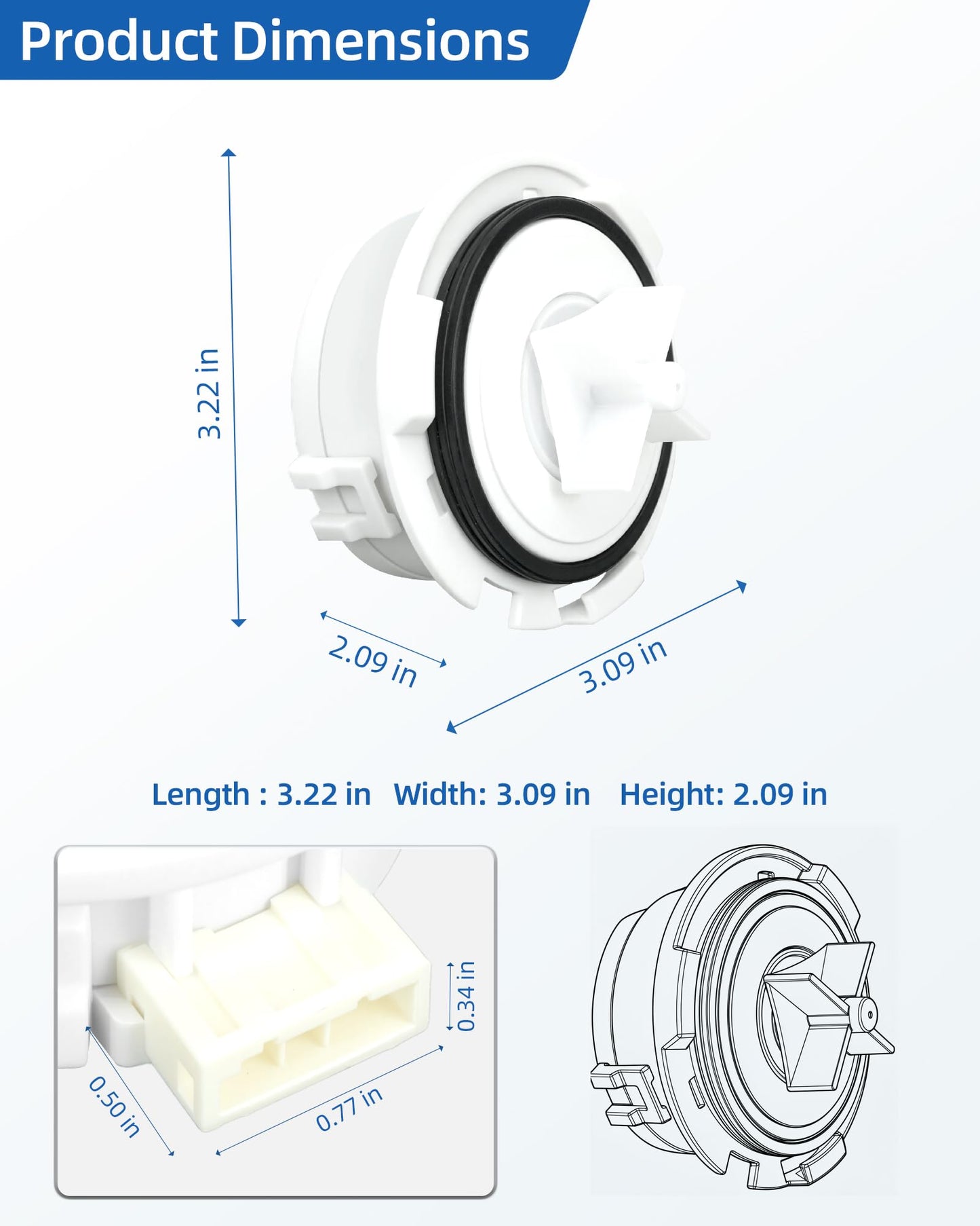 LDFN3432T LDFN4542S Drain Pump Fit for LG Dishwasher ADFD5448AT LDB4548ST LDF5545BD LDF5545SS LDF5545ST LDFN343LS LDFN4542B LDFN4542D LDFN4542W LDP6797BD LDP6797ST LUDP8908SN SKSDW2401S SKSDW2402P