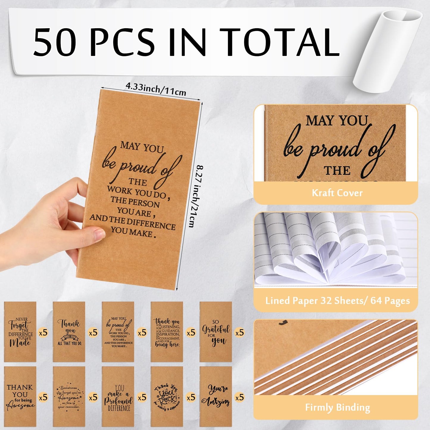 Yeaqee 50 Pcs Employee Appreciation Gifts Undated Weekly Pocket Planners Bulk to Do List Inspirational Habit Track Notebooks for Teacher Boss Nurse Volunteer Social Worker(Motivational)