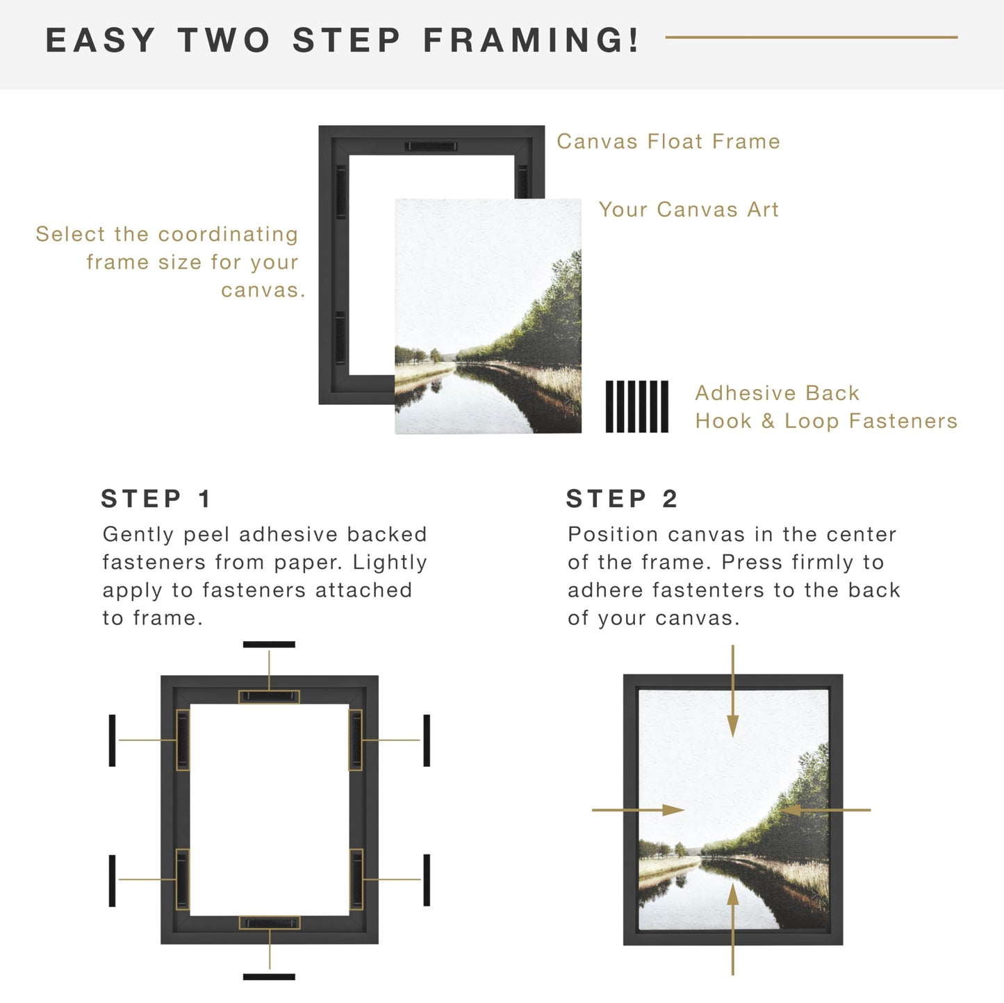 MCS Canvas Float Frames 16x20 Canvas Black Finish Frame, Vertical & Horizontal Wall Hanging Large Frame for Canvas Paintings (1-Pack)