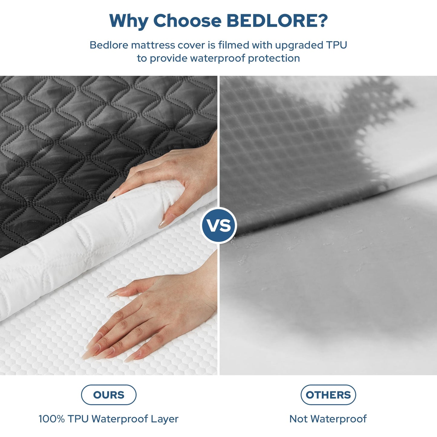 2 Pack Waterproof Mattress Protector, King Size Mattress Pad with Deep Pocket 6"-18" Depth, Soft Breathable Dirt-Proof Single Bed Mattress Cover for Bedroom, Dorm Room (Gray)