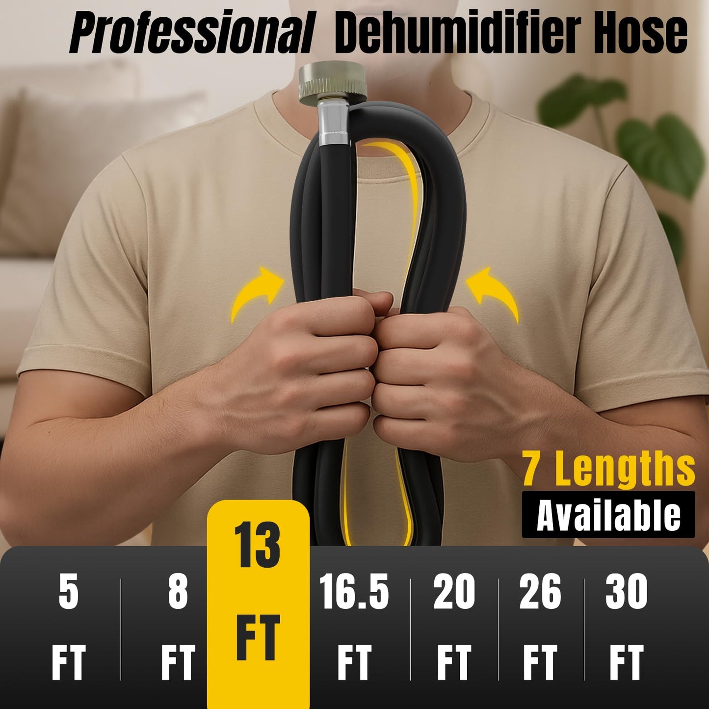 26FT Dehumidifier Drain Hose with 3/4 Inch FHT Leak-Proof and Rust-Resistant Connector Portable AC Tangle-Free Thickened Drain Hose Indoor Perfectly Fit Most Dehumidifier Models