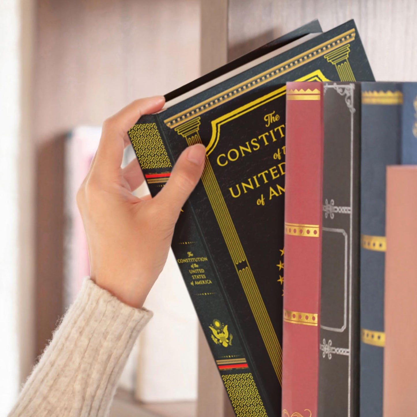 Fake Book Box - Small Safe Box with Key Lock - Hidden Safe in Plain Sight - Diversion Safes - Secret Safes (Constitution) (X-Large)