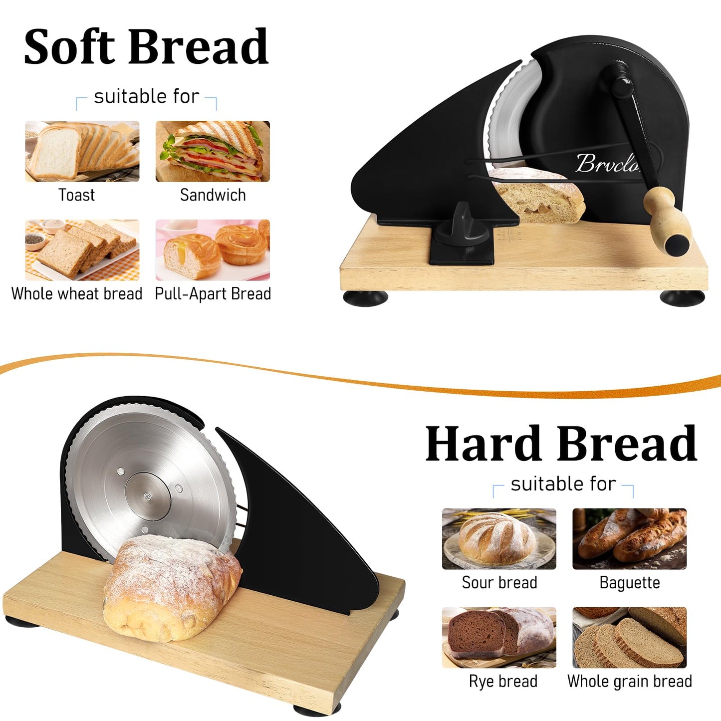 Manual Bread Slicer for Homemade Sourdough Bread, Adjustable Thickness&Metal Guide, Hand Crank Bread Slicer with Scale Line and Suction Cup, Sharp Blade, Suitable for Sourdough Bread, Etc
