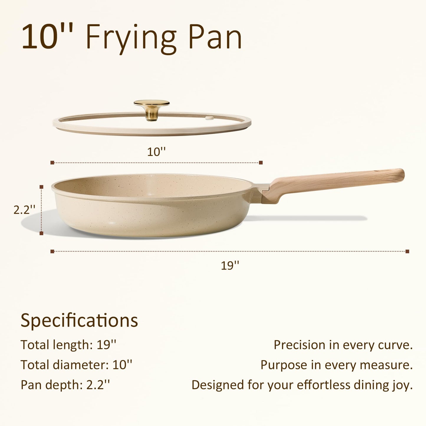 CAROTE 10" Frying Pan Set, Ceramic Frying Pan, Non-Toxic PTFE & PFOA Free Fry Pan & Omelet Pan, Compatible with Induction, Gas Cooktops
