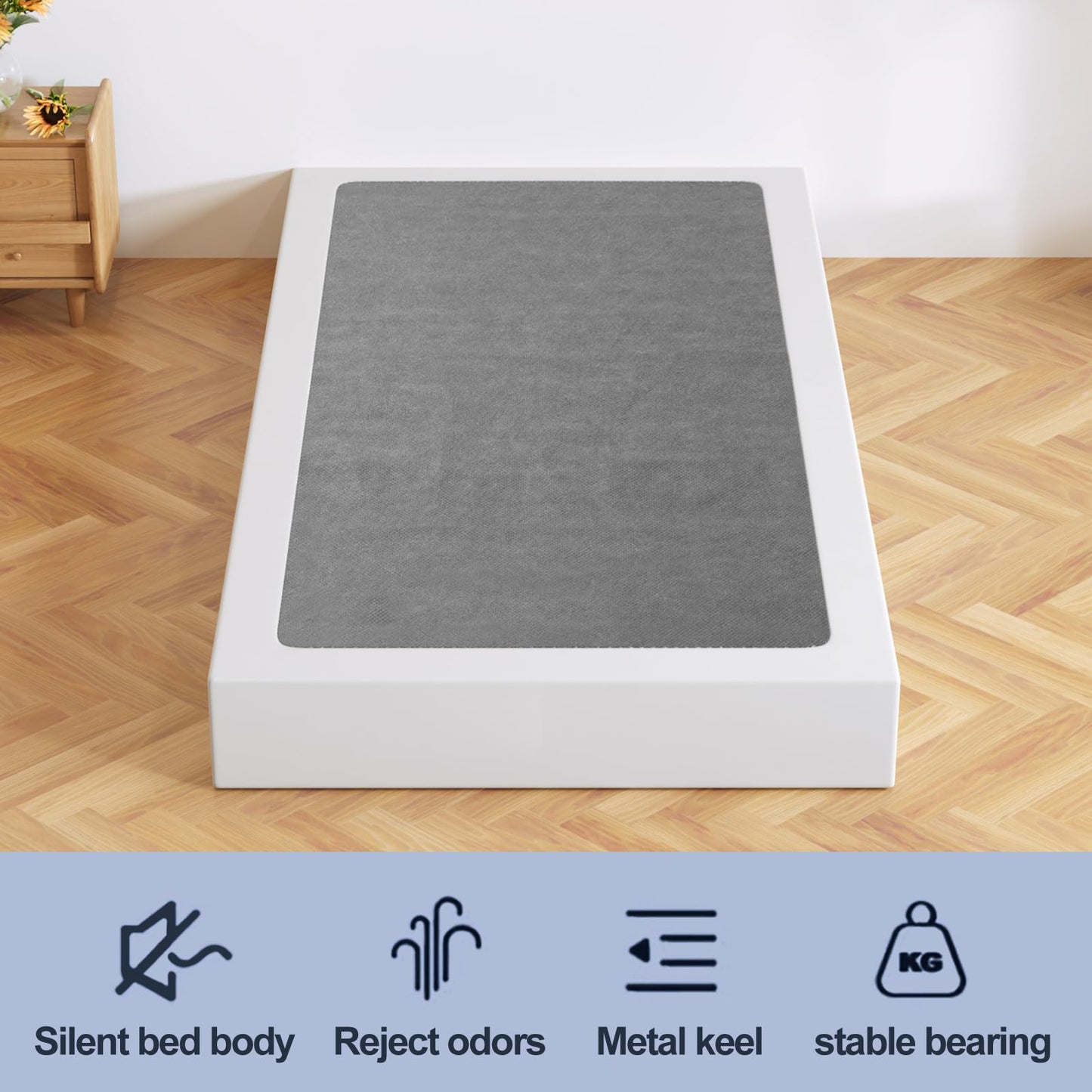 Arhomefurni Twin Box Spring, Heavy Duty Metal Frame Mattress Foundation with Fabric Cover, Easy Assembly, Noise-Free (7 Inch, Twin)