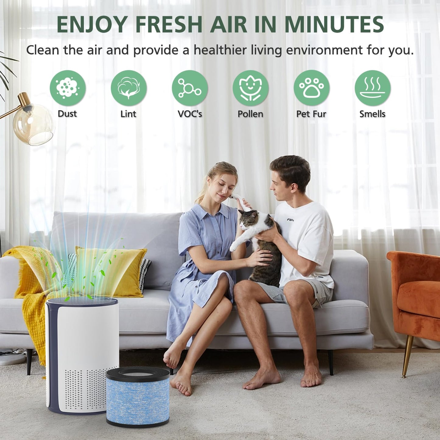 2 Pack C102 HEPA Air Filter MA-01CW Replacement Filter Compatible with Miko Ibuki & Ibuki+ Air Purifi-er, MA-18 and Okaysou AirMic4S Air Purifi-er