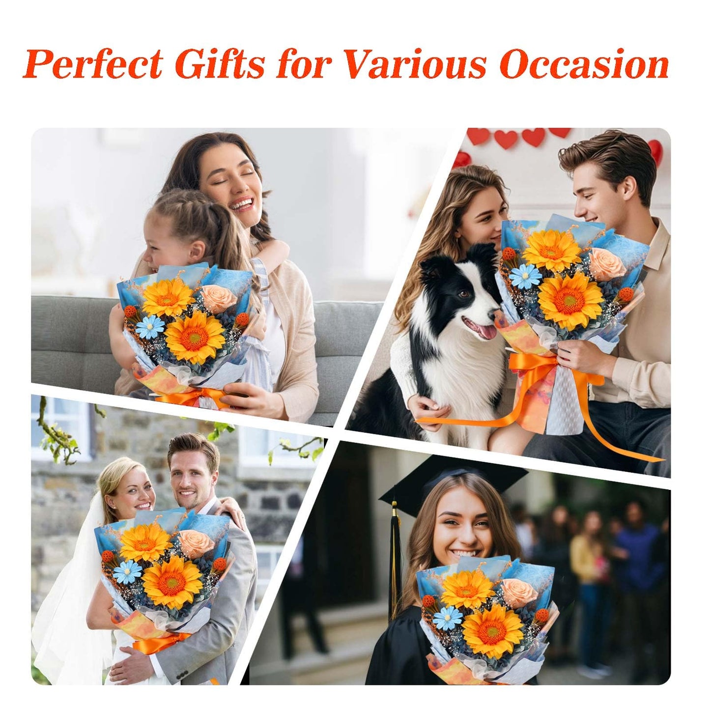 Jtoder Forever Flowers for Delivery, Preserved Sunflower Bouquets, Long Lasting Roses, Eternal Flower Bouquet with Gifts Box for Mother Wife Girlfriend on Festivals Birthday Anniversary (Blue)