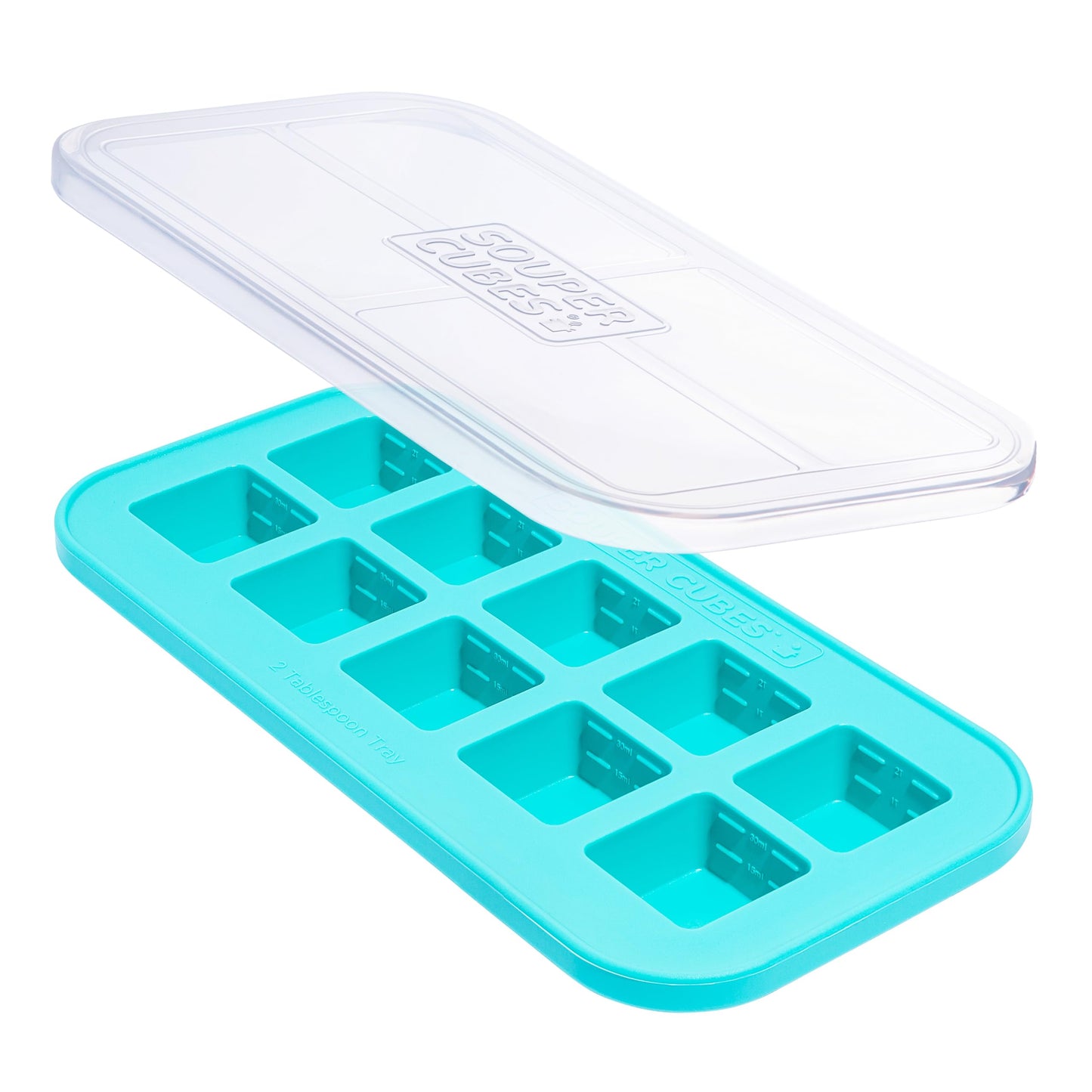 Souper Cubes 2 Tbsp. Silicone Freezer Molds - Perfect for Storing Garlic, Herbs, Ginger, Pesto, Tomato Paste, Lemon Juice, Purees and More - Aqua – 1-Pack