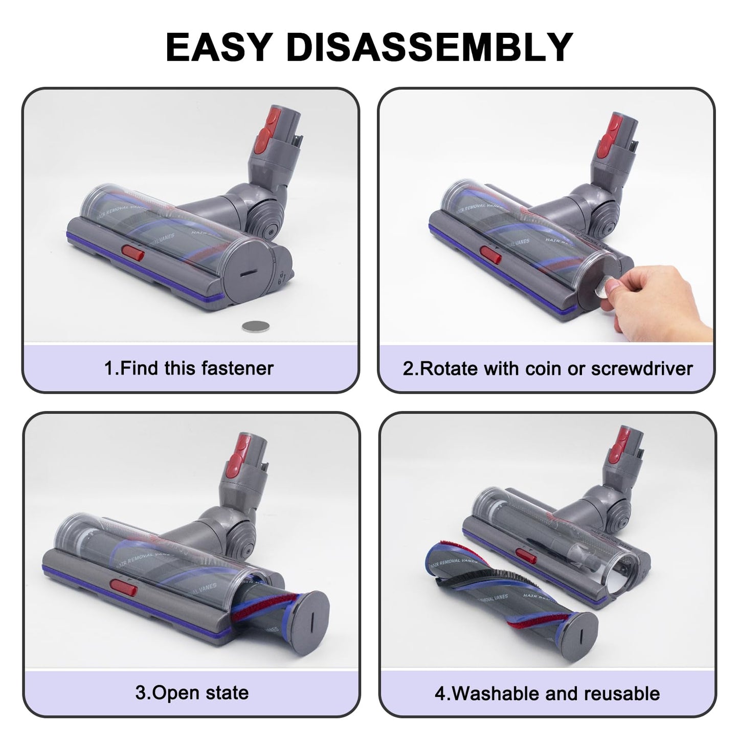 Coodss High Torque Brush Head Replacement for Dyson V11 V15 V10 V8 V7 Vacuum Cleaners, Anti-Tangle Brush, Three Adjustable Suction Modes, Suitable for Hardwood Floor Carpets