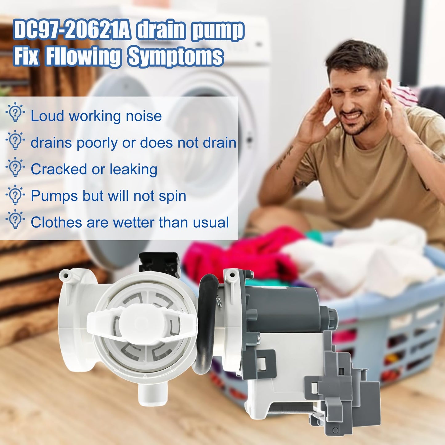 DC97-20621A, DC97-20621C, DC97-17999N Drain Pump Assembly(OEM) Compatible with samsung washer(some models), Replace Number: DC31-00187A, PX3516-01, AP6807020, 4959632, PS12592830, EAP12592830 etc