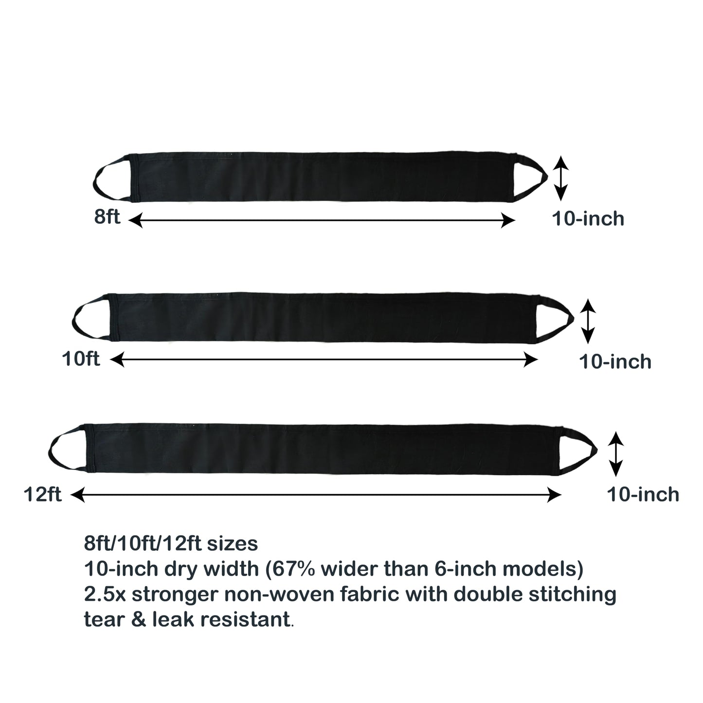 Warmoon Self-Absorbing Flood Barriers (8/10/12ft) - Sandless Water Activated Bags, Reusable Flood Protection for Home & Commercial Use (8ft (2-Pack))