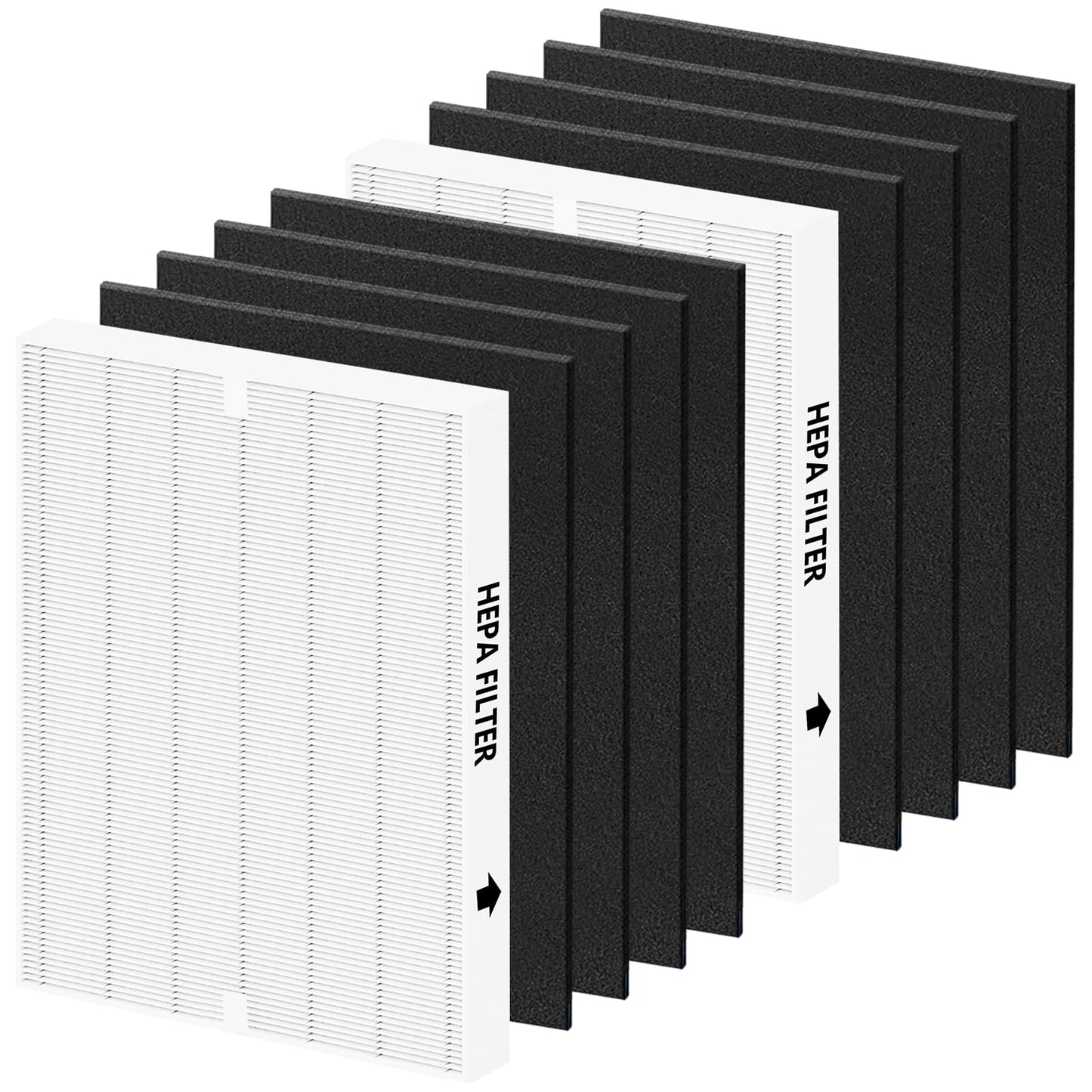 AP-1512HH Replacement Filter for Coway Airmega AP-1512HH and Airmega 200M Series Air Purifiers, Funmit 2 Pack High Efficiency Filter and 8 Pack Activated Carbon Pre-Filters, Compared to Part # 3304899