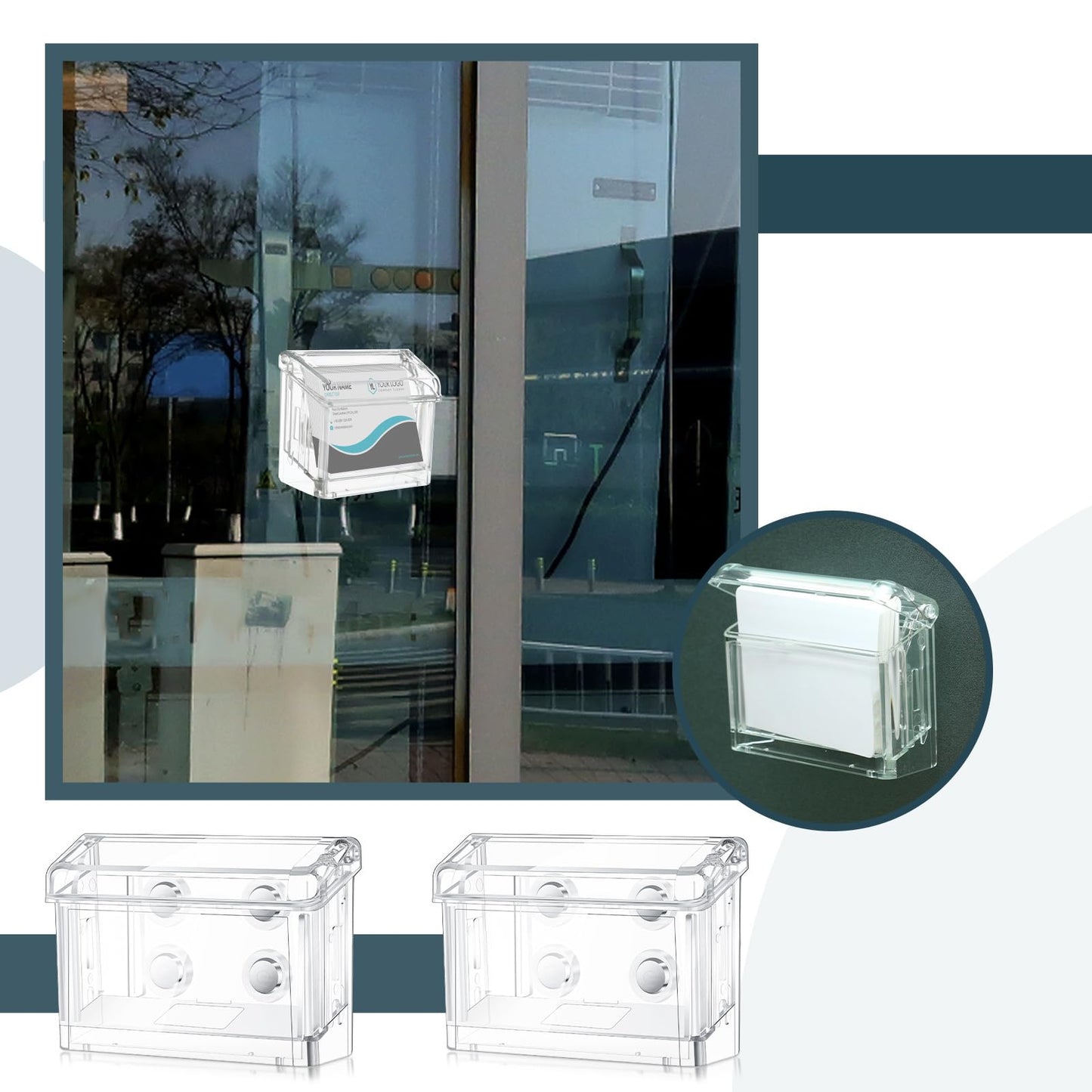 Jetec 4 Pcs Magnetic Outdoor Business Card Holder, Acrylic Vehicle Clear Business Card Holder Mount Box for Smooth Metal Surface for Office Store Trucks Wall, 4.25 x 1.46 x 2.87 Inch
