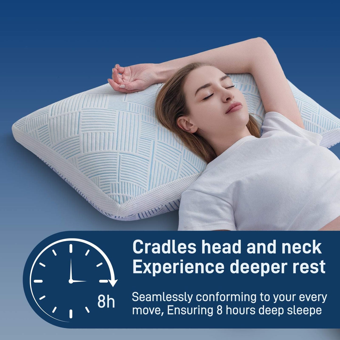 Lyralith Shredded Memory Foam Cooling Soft Bamboo Viscose Pillows Queen Size Set of 2, Adjustable Hypoallergenic Hotel Quality Bed Pillows for Side, Stomach or Back Sleeper, Oeko-TEX Certified