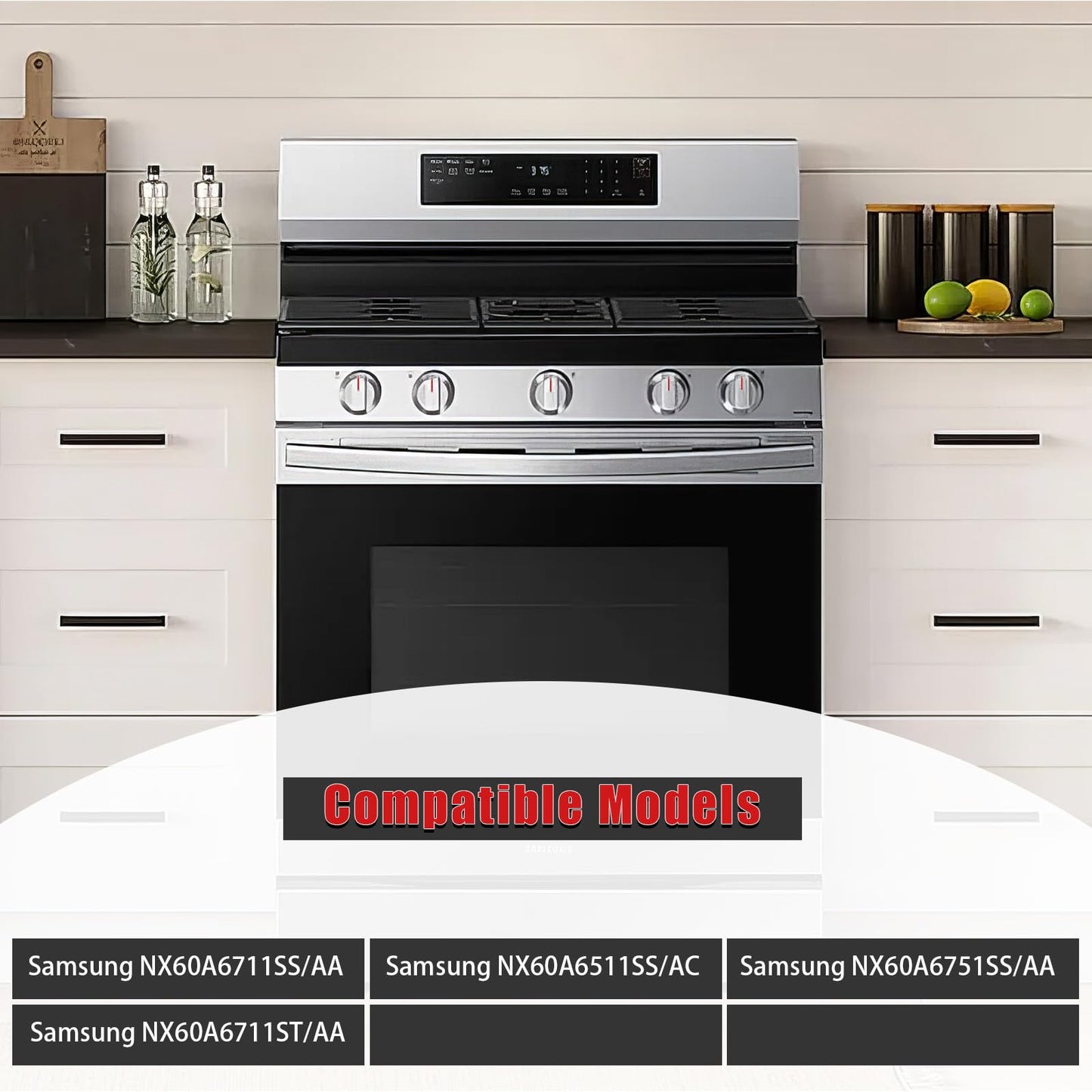 Nagaros Original-Spec Stove Knobs Replacements DG94-04167X Compatible with Samsung Gas Stove Range Oven NX60A6511SS NX60A6711SS NX60A6751SS, Precision-Matched & Brushed-Finish (5-Pack)