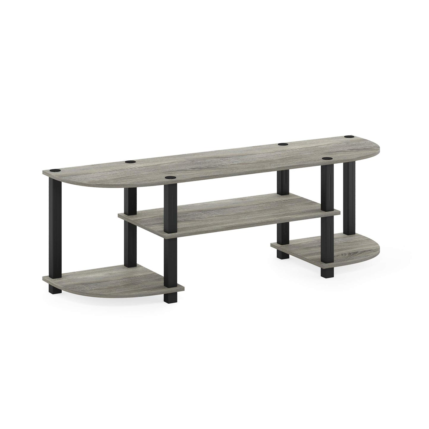 Furinno TURN-S-TUBE TV Stand, Wide Entertainment Center, TV Console for TV up to 55 Inch, for Living Room, Bedroom, Oak Grey