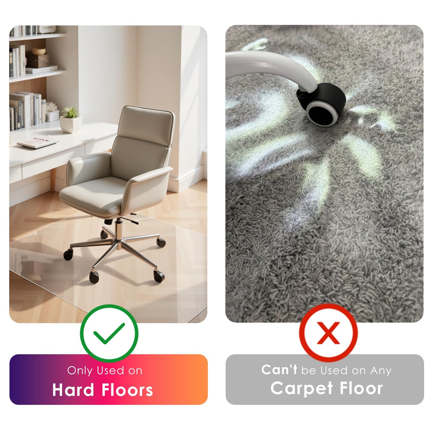 Kuyal Clear Chair mat for Hardwood Floor 36 x 55 inches Transparent Floor Mats Wood/Tile Protection Mat for Office & Home (36" X 55" Rectangle)